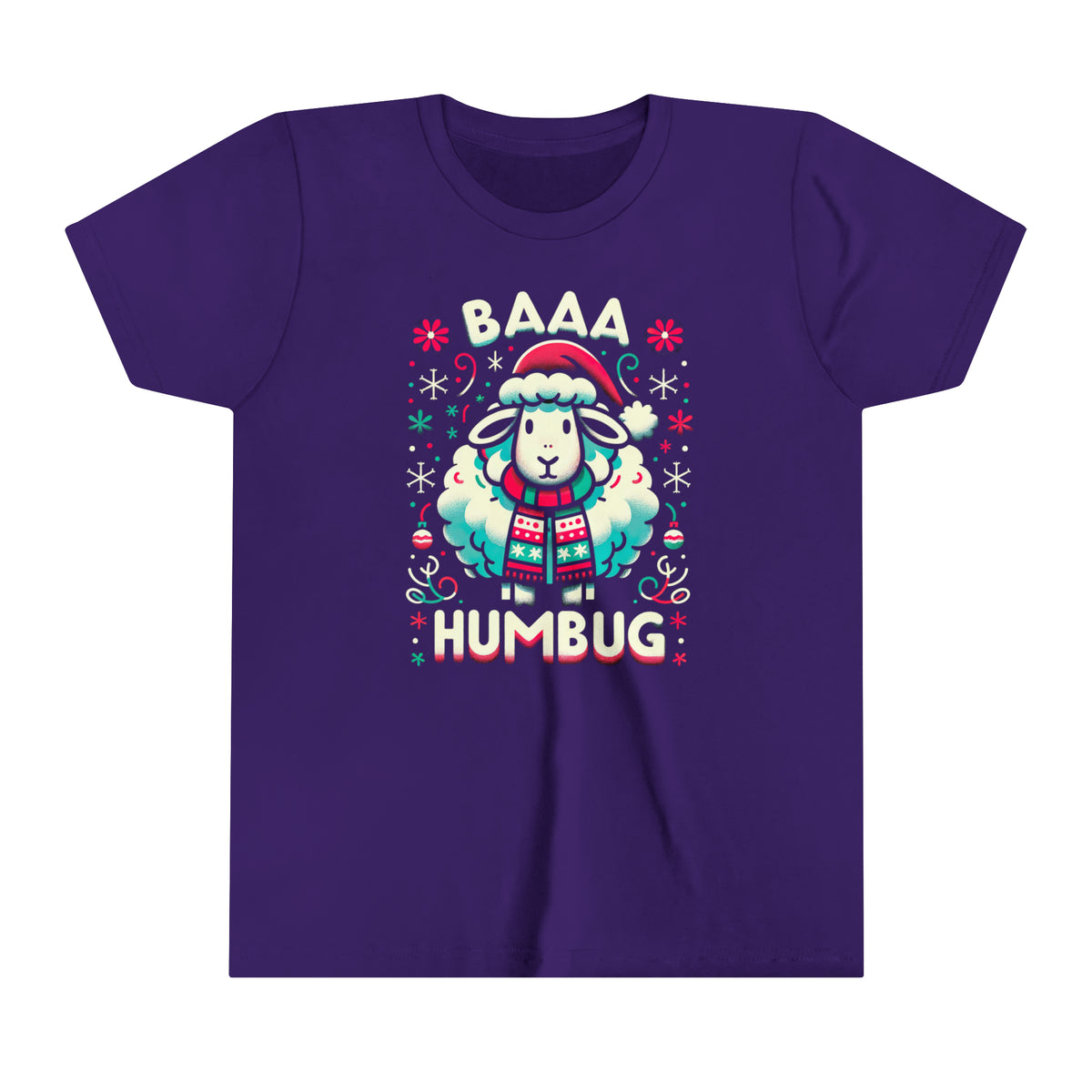 Baaa Humbug Cute Sheep Christmas Shirt | Funny Bah Humbug Christmas Gift | Youth Jersey T-shirt