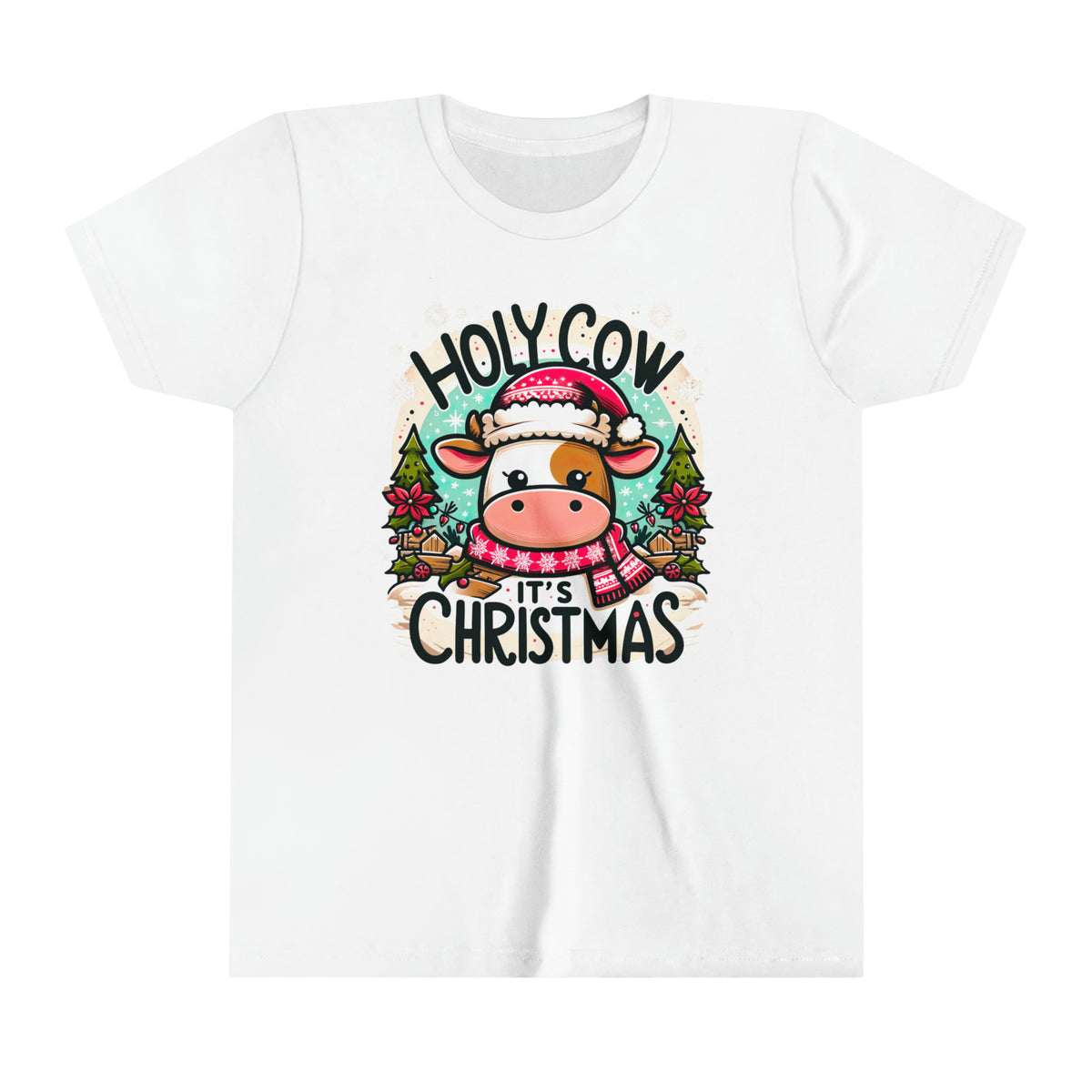 Holy Cow It's Christmas Shirt | Cute Cow Shirt | Farm Girl Gift | Cow Christmas Shirt | Youth Jersey T-shirt