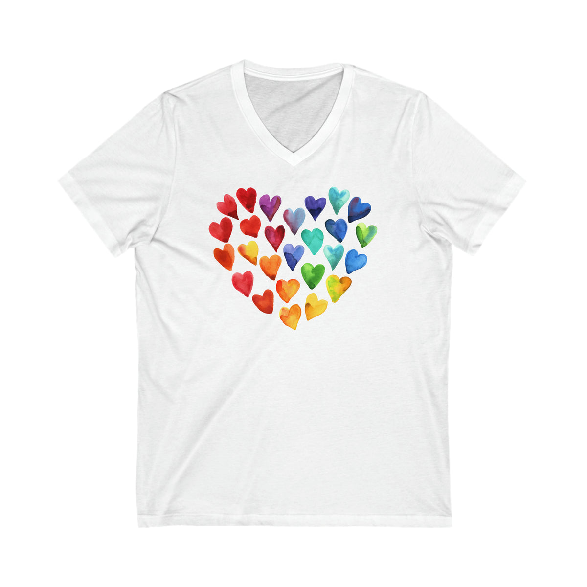 Watercolor Art Hearts Love Aesthetic Shirt | Valentine's Day Gift | Unisex V-neck T-shirt