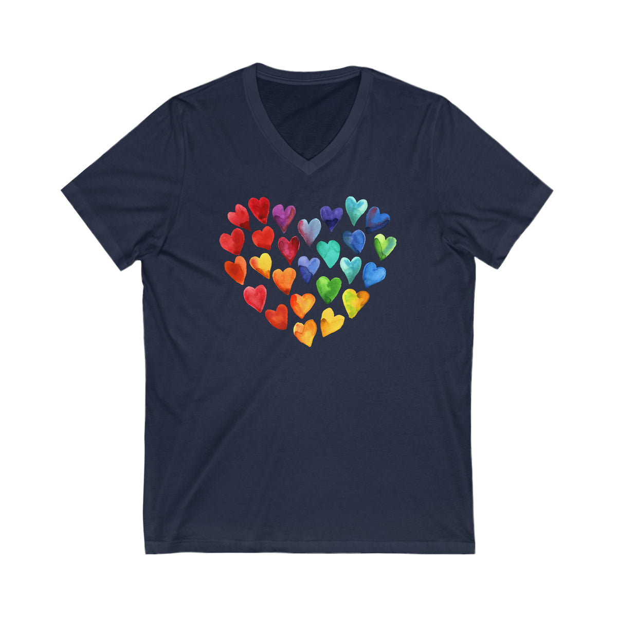 Watercolor Art Hearts Love Aesthetic Shirt | Valentine's Day Gift | Unisex V-neck T-shirt