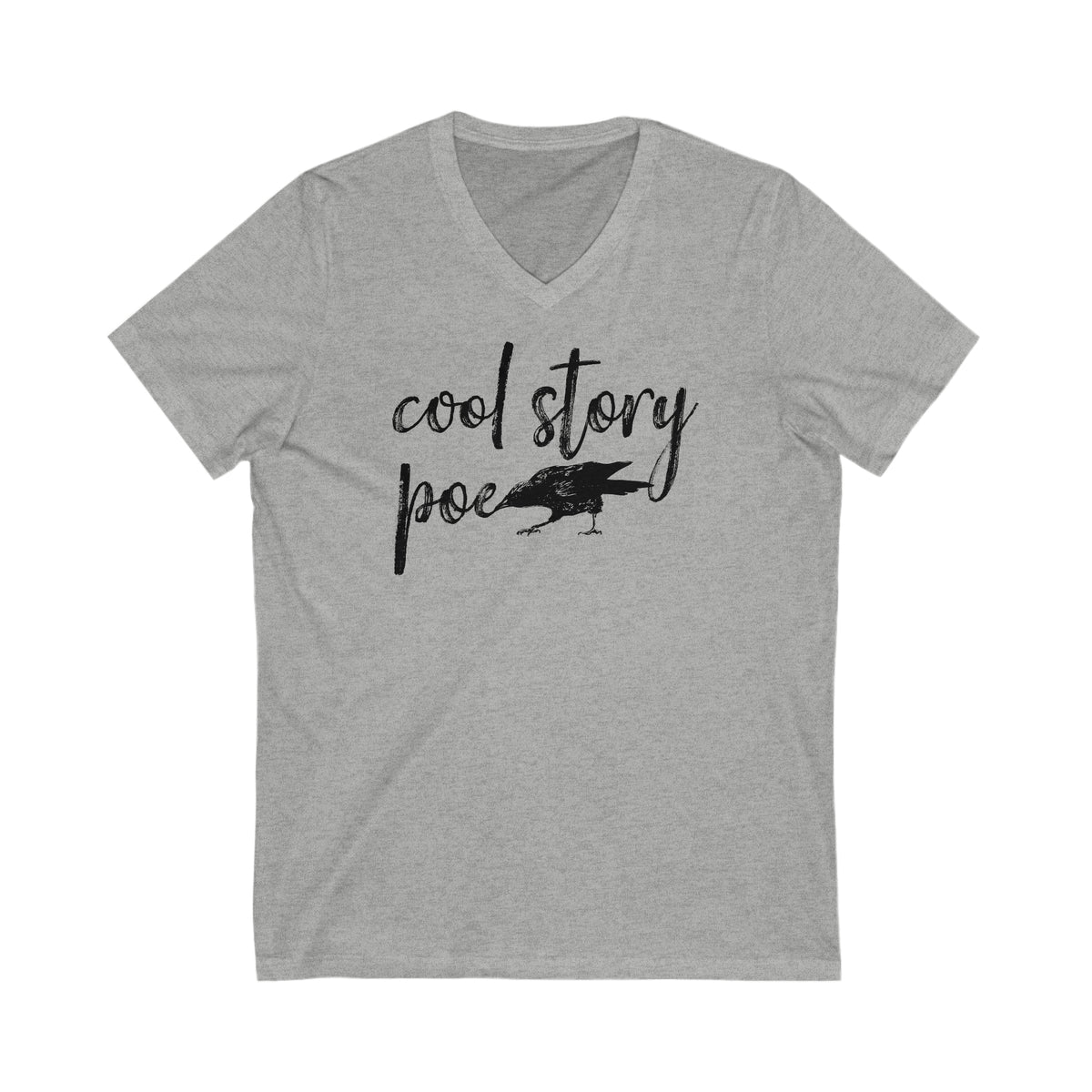 Cool Story Edgar Allan Poe Book Worm Shirt | Raven Book Lover Shirt | Unisex Jersey V-neck T-shirt