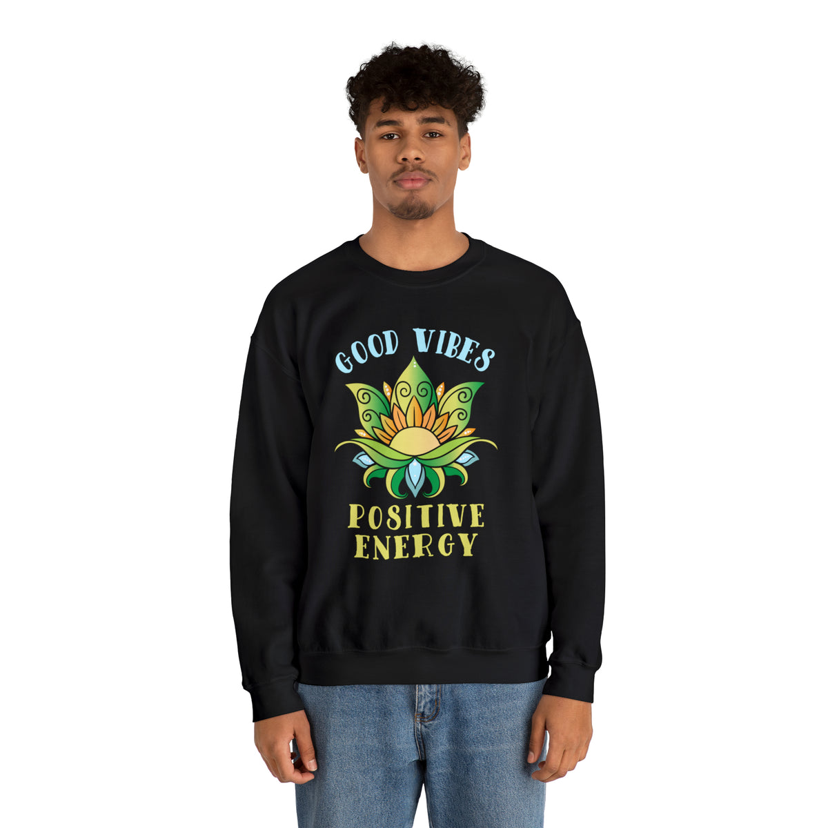 Good Vibes Positive Energy Yoga Shirt | Yoga Lover Gift | Unisex Crewneck Sweatshirt