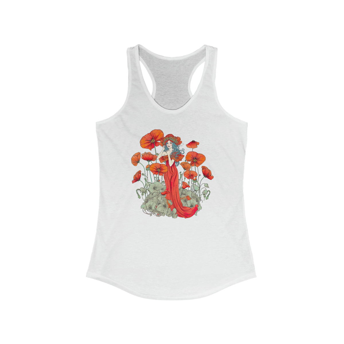 Cottagecore Poppy Flower shirt | Boho Botanical Tshirt | Poppies Tank Top | Summer Clothing | Women's Ideal Racerback Tank Top