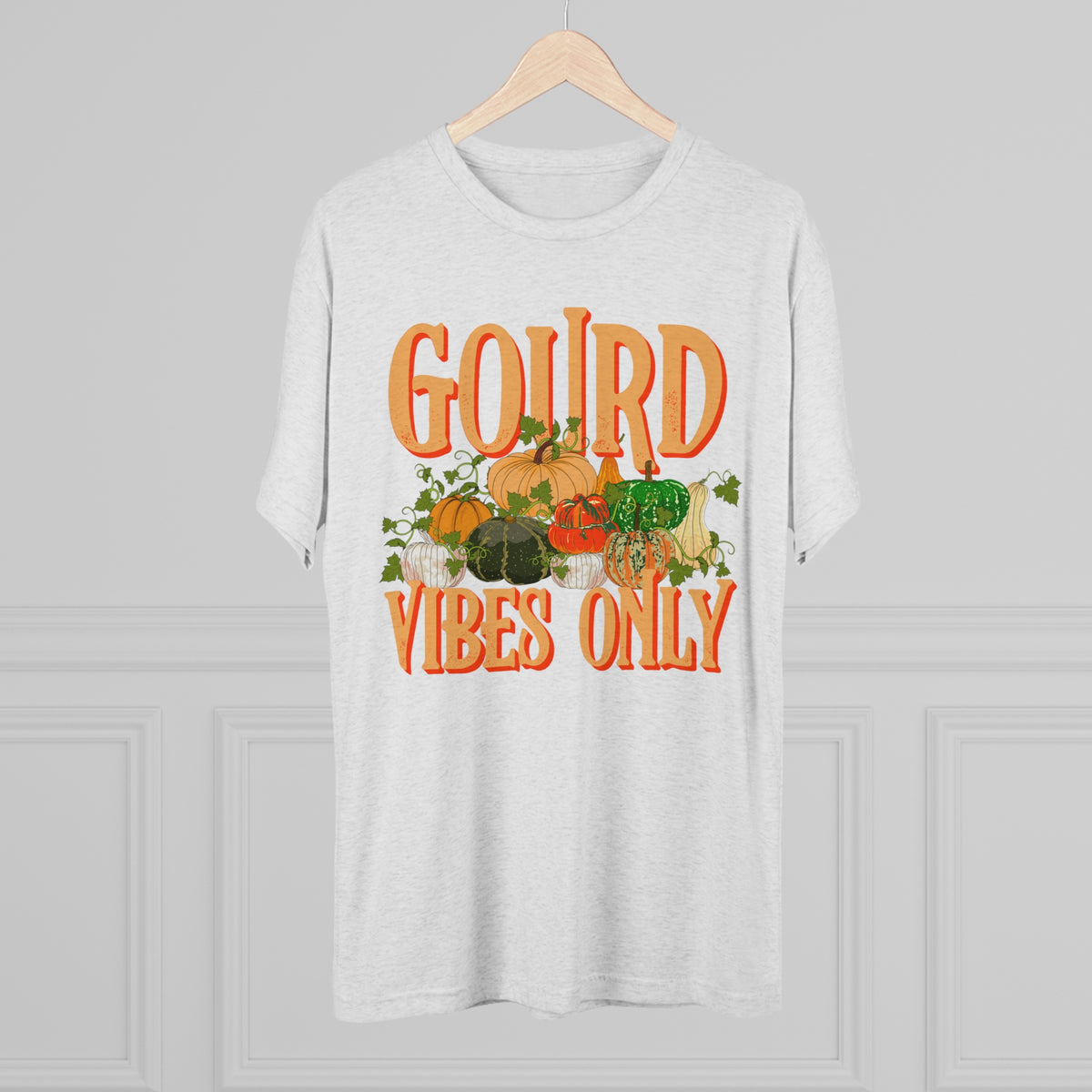 Gourd Vibes Only Fall Vibes Pumpkin Shirt | Heather White Men's Tshirt