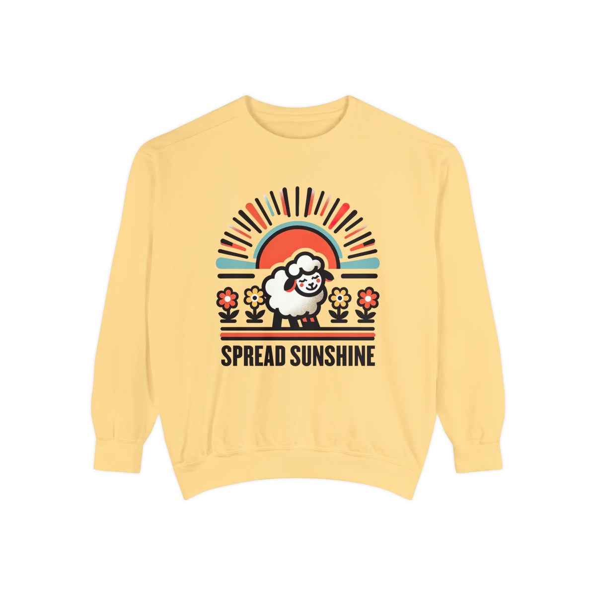 Spread Sunshine Cute Sheep Shirt | California Sunshine shirt | Nature Lover Gift | Unisex Garment-Dyed Sweatshirt