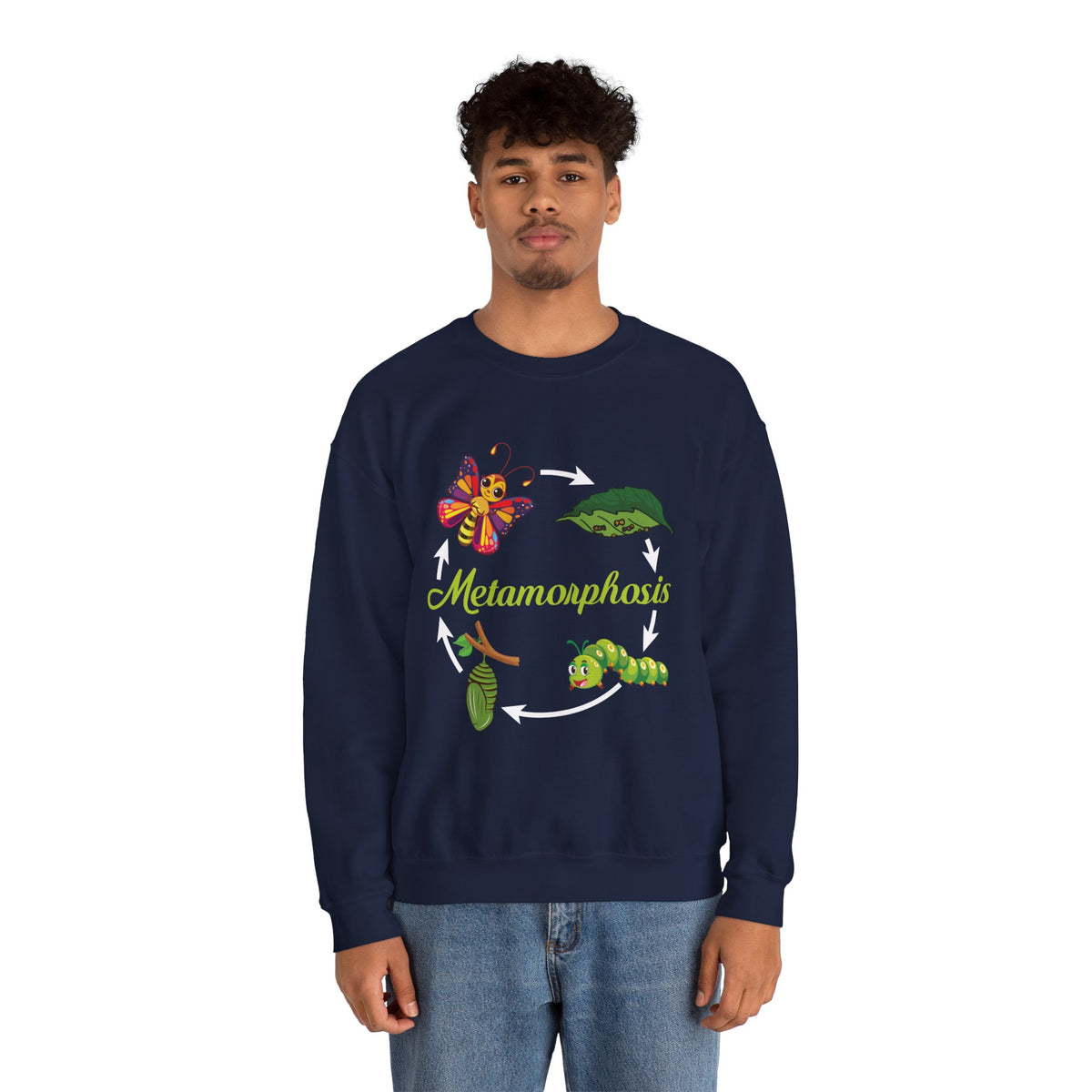 Metamorphosis Life Cycle Biology Shirts | Science Teacher Gifts   | Unisex Crewneck Sweatshirt