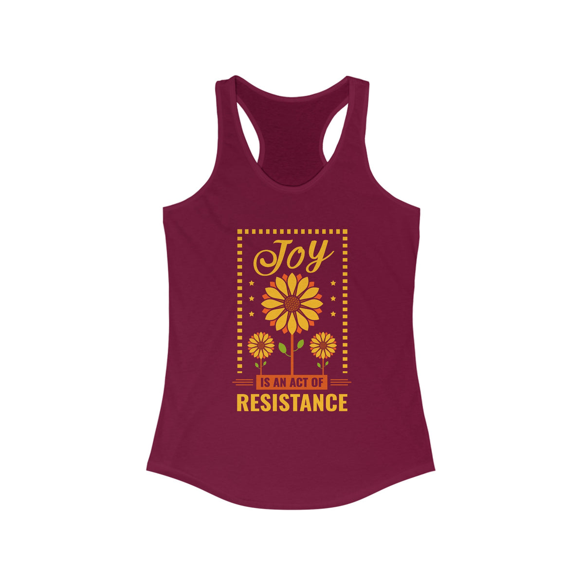 Joy Resistance Sunflower Aesthetic Shirt | Sunflower Gift | Activist Shirt | Women's Slim-fit Racerback Tank Top