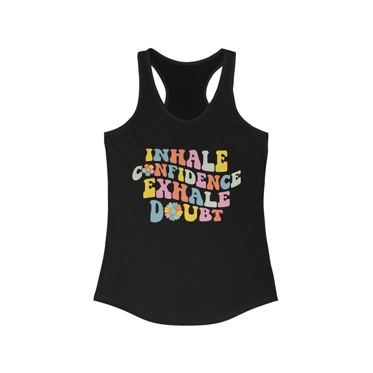 Inhale Exhale Retro School Counselor Shirt | Psychology Shirt | Yoga Meditation Shirt | Women's Racerback Tank Top