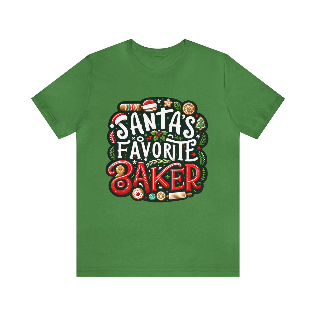 Santa's Favorite Baker Christmas Baking Shirt | Cute Baker Gift | Unisex Jersey T-shirt