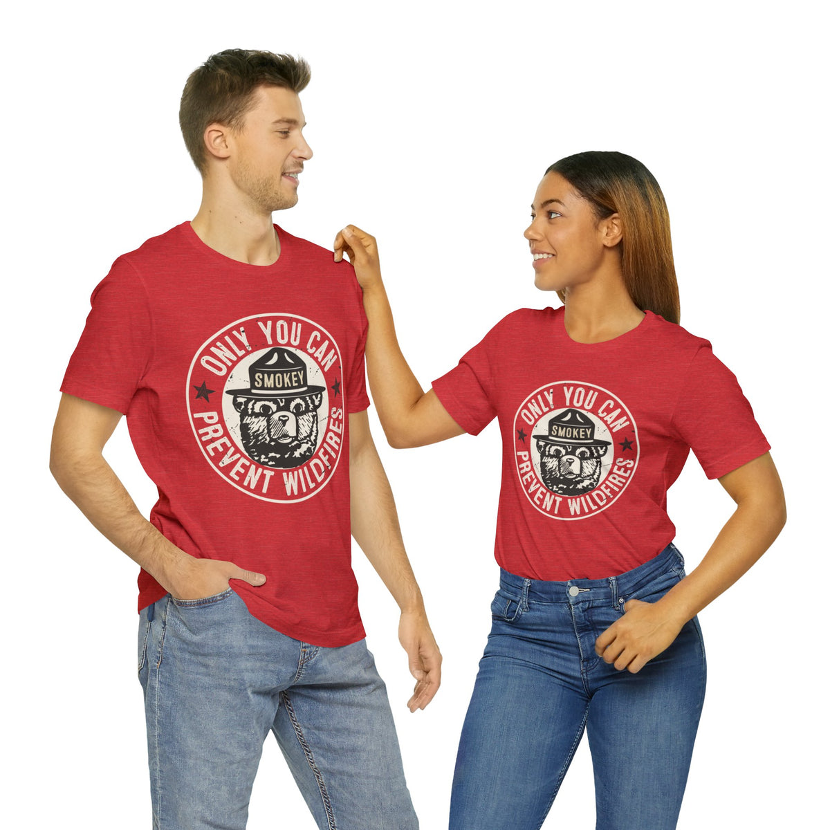Smokey Bear Prevent Wildfire Camping Shirt | Bella Canvas Unisex Jersey T-shirt