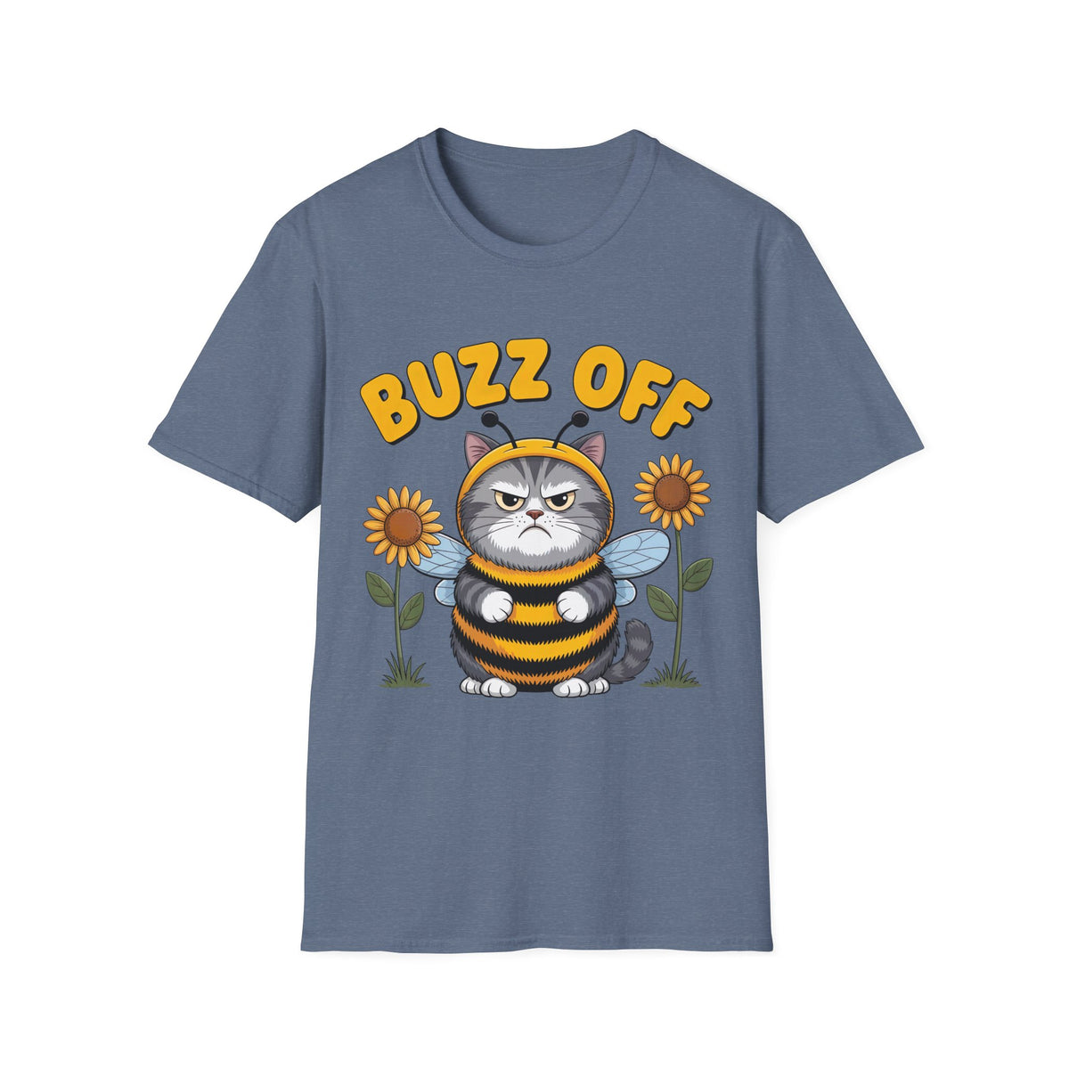 Buzz Off Funny Cat Meme Shirt | Cat Lover Introvert Shirt | Cute Bee Antisocial Shirt | Unisex Soft style T-Shirt