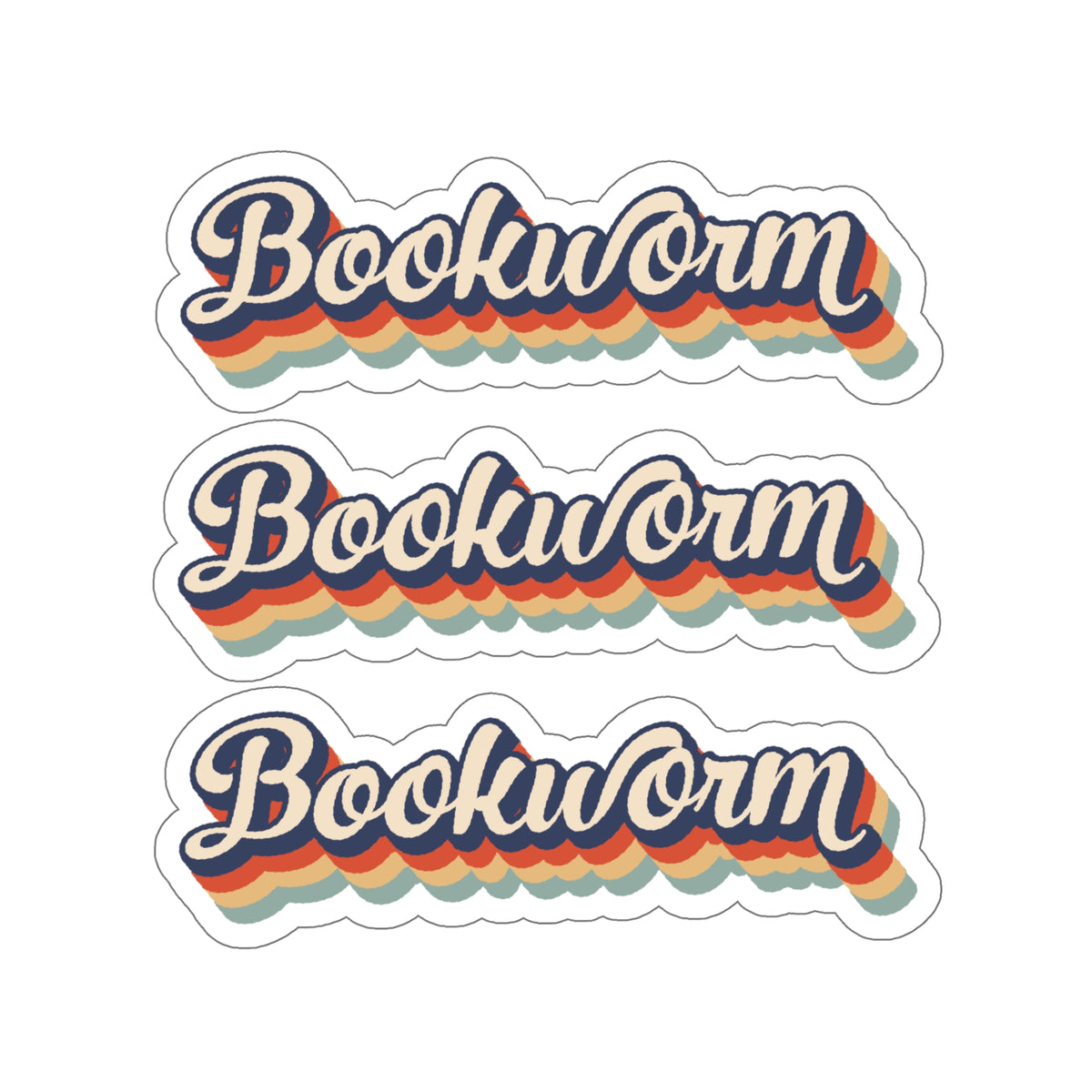 Retro Bookworm Book Lover Kiss-Cut Stickers | Book Worm Gifts