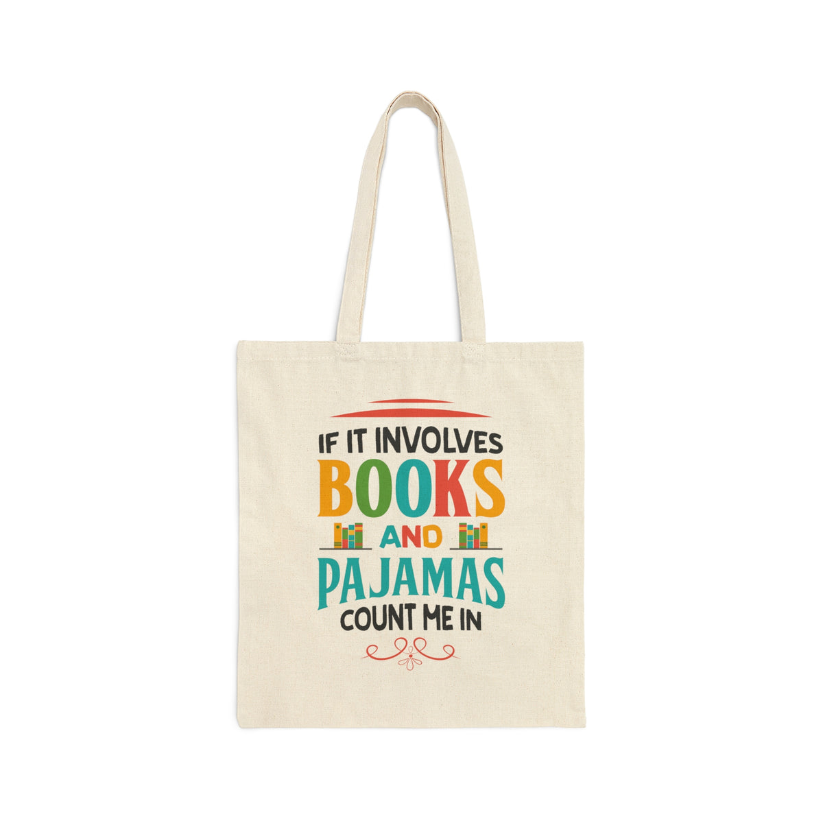 Books and Pajamas Bookworm Tote Bag | Book Lover Gift For Her | Canvas Tote Bag