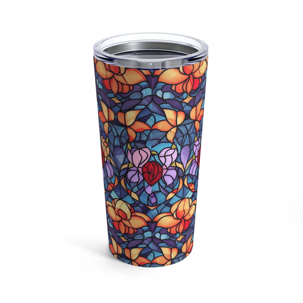 Valentine Heart Stained Glass Print Tumbler | Valentine Gift For Her | 20 oz Tumbler | Stainless Steel Insulated Travel Tumbler