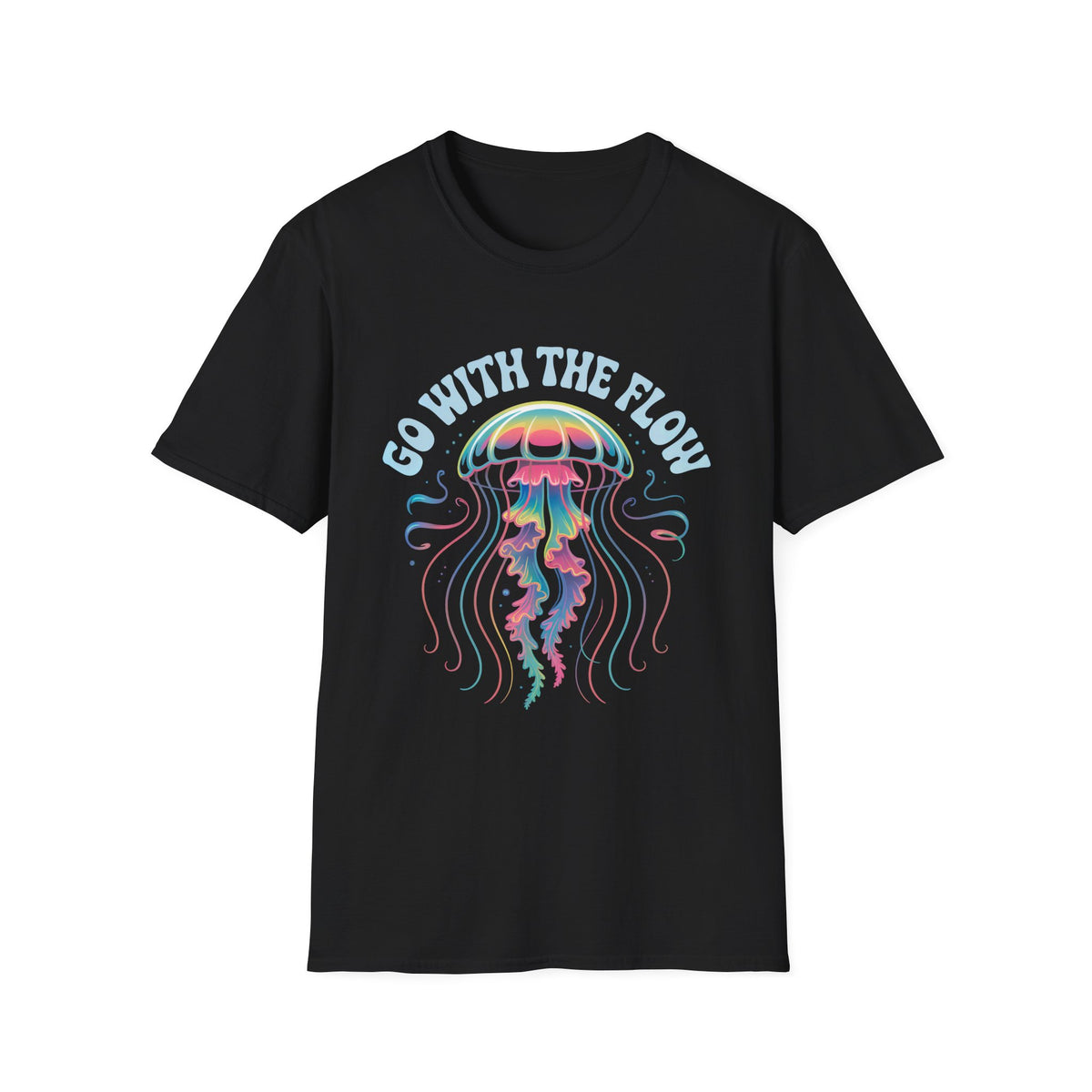 Go With The Flow Cute Jellyfish Shirt | Marine Life Mindfulness Shirt | Beach Bum Gift | Unisex Soft style T-Shirt