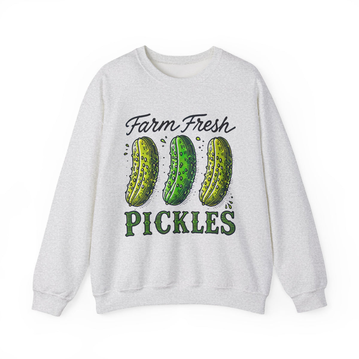 Farm Fresh Pickles Funny Pickle Shirt | Cute Pickle Pun Shirt | Pickle Lover Gift | Farmers Market Garden Shirt | Unisex Crewneck Sweatshirt