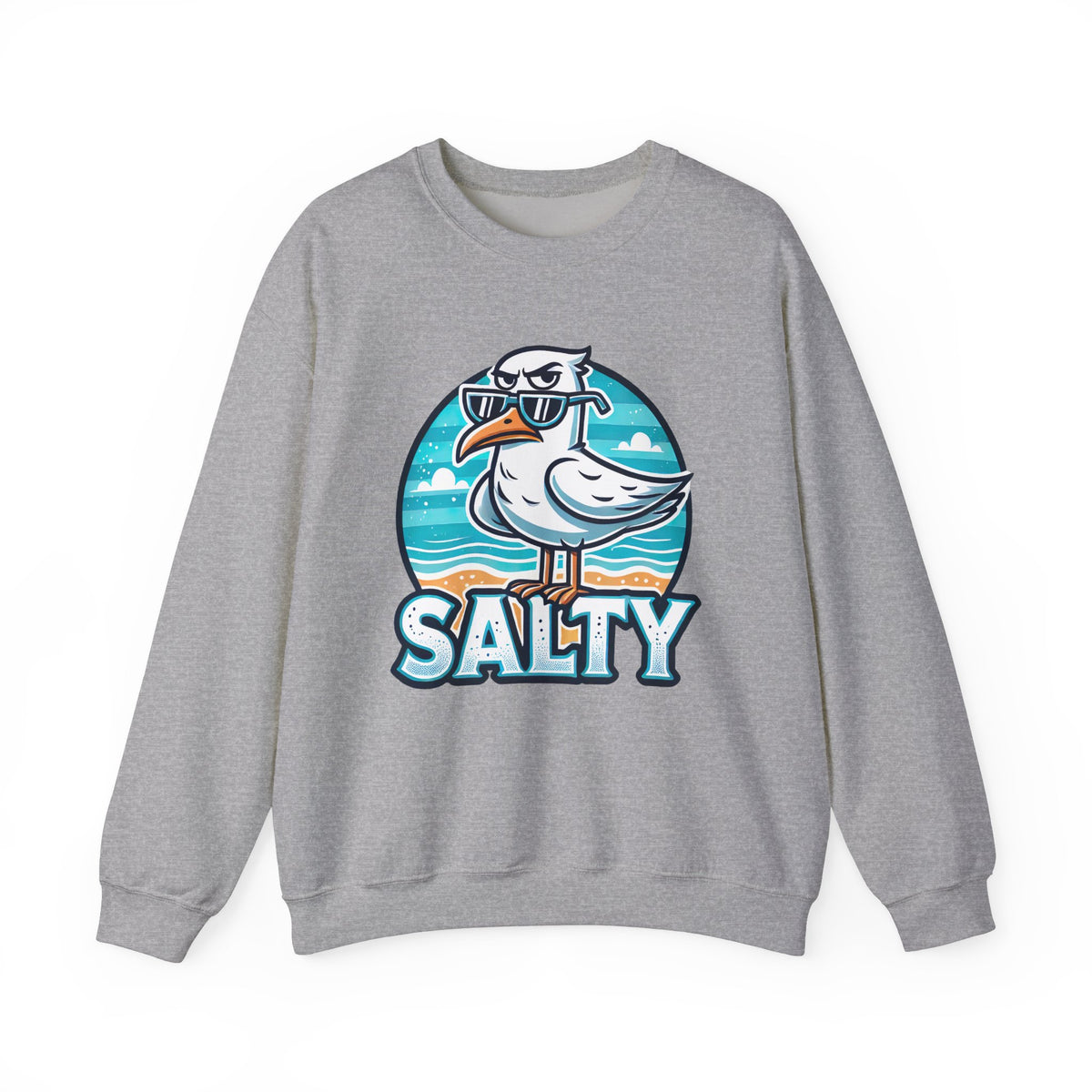 Salty Seagull Funny Beach Bum Beach Sweatshirt | Seagull T-shirt | Summer Vibes Beach Gift | Funny Beach Shirt | Unisex Crewneck Sweatshirt