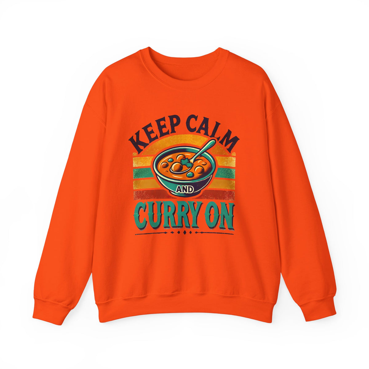 Keep Calm Curry On Indian Funny Foodie Shirt | Indian Food Shirt | Funny Indian Gift | Unisex Crewneck Sweatshirt