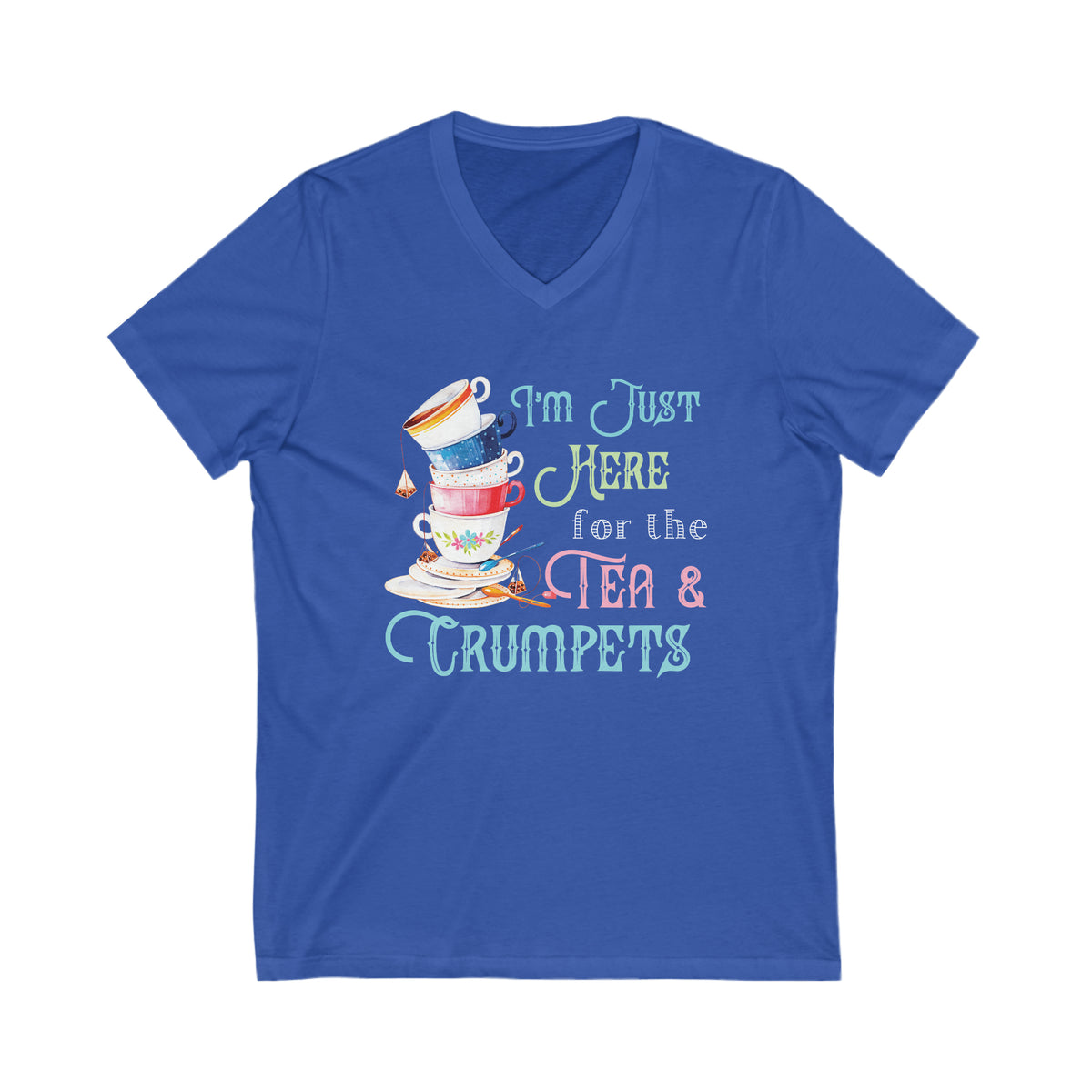 Tea & Crumpets Tea Cups Funny Shirt | Tea Lover Gift | Unisex V-neck T-shirt