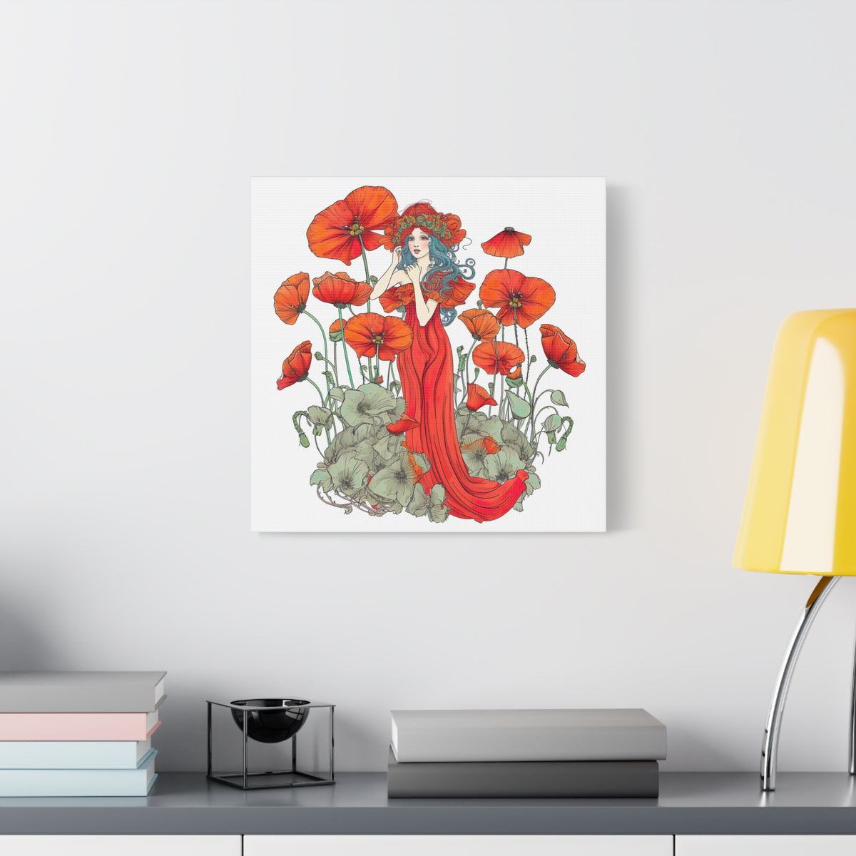 Poppy Art Print | Floral Wall Art | Stretched Canvas Art | Boho Home Decor | Poppies Art | Matte Canvas, Stretched, 1.25"