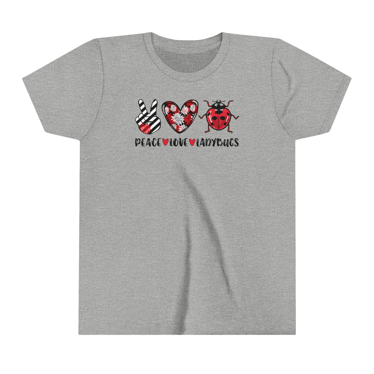 Peace Love Ladybugs Cute Lady Bug Shirt | Nature Gift | Youth Short Sleeve Tee