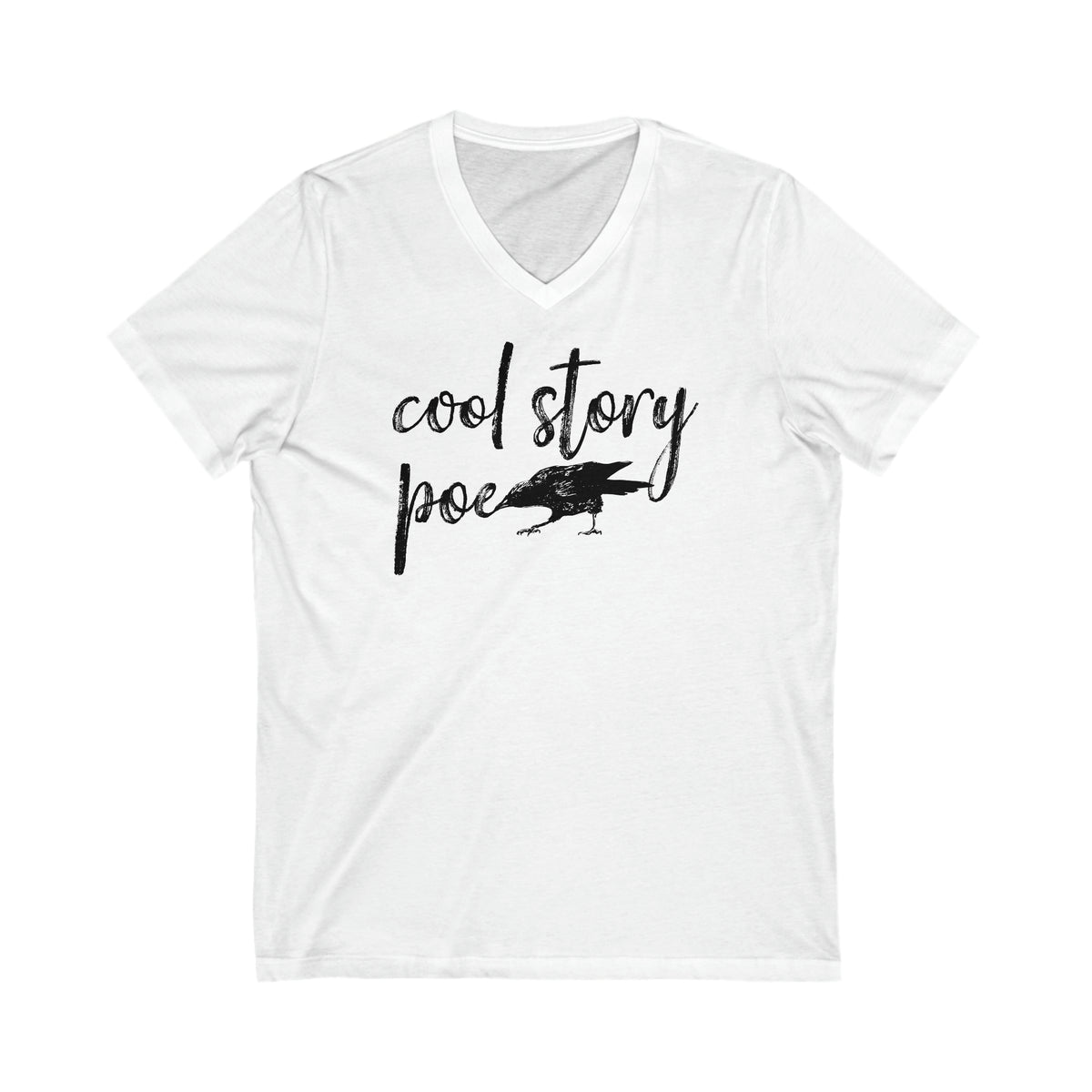 Cool Story Edgar Allan Poe Book Worm Shirt | Raven Book Lover Shirt | Unisex Jersey V-neck T-shirt