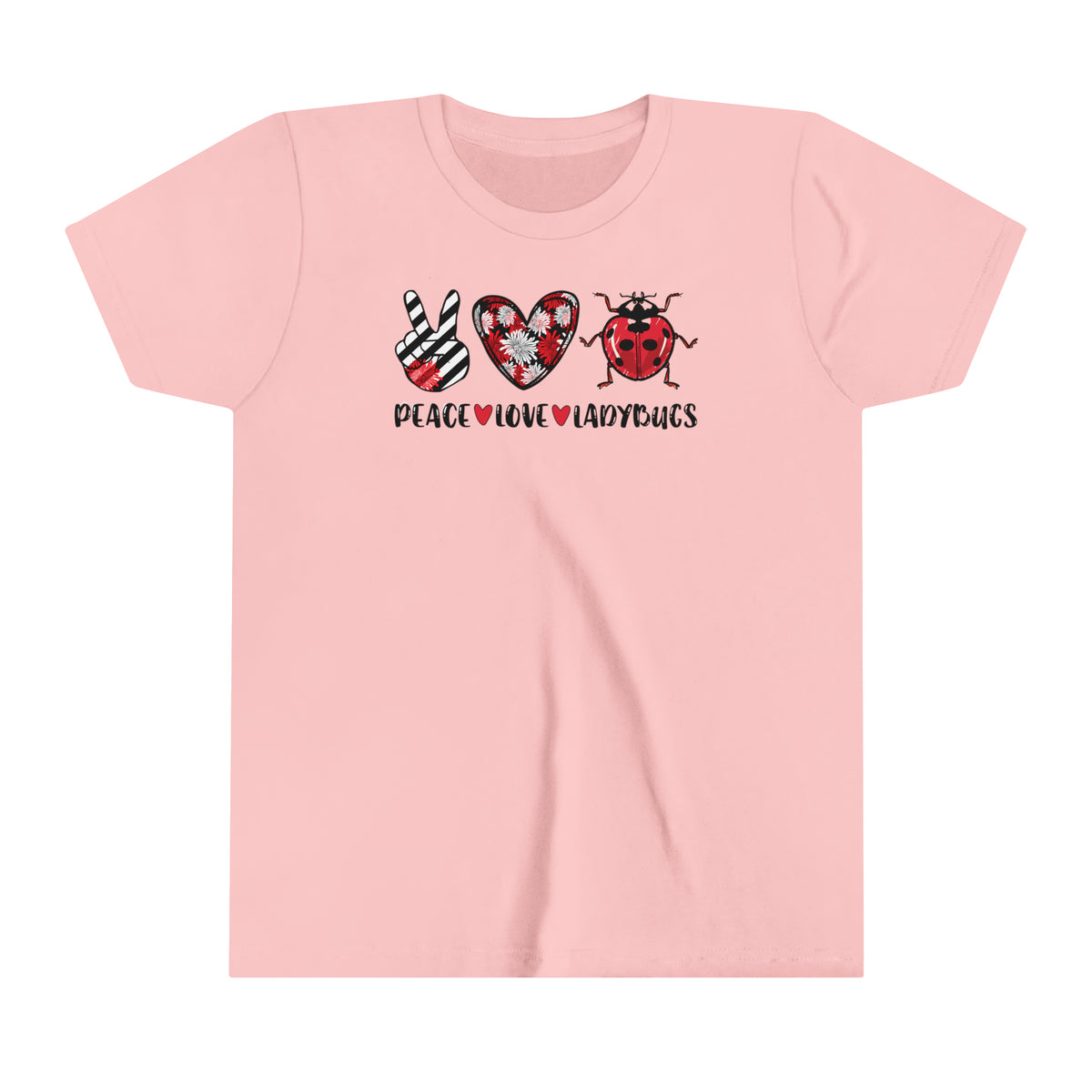 Peace Love Ladybugs Cute Lady Bug Shirt | Nature Gift | Youth Short Sleeve Tee