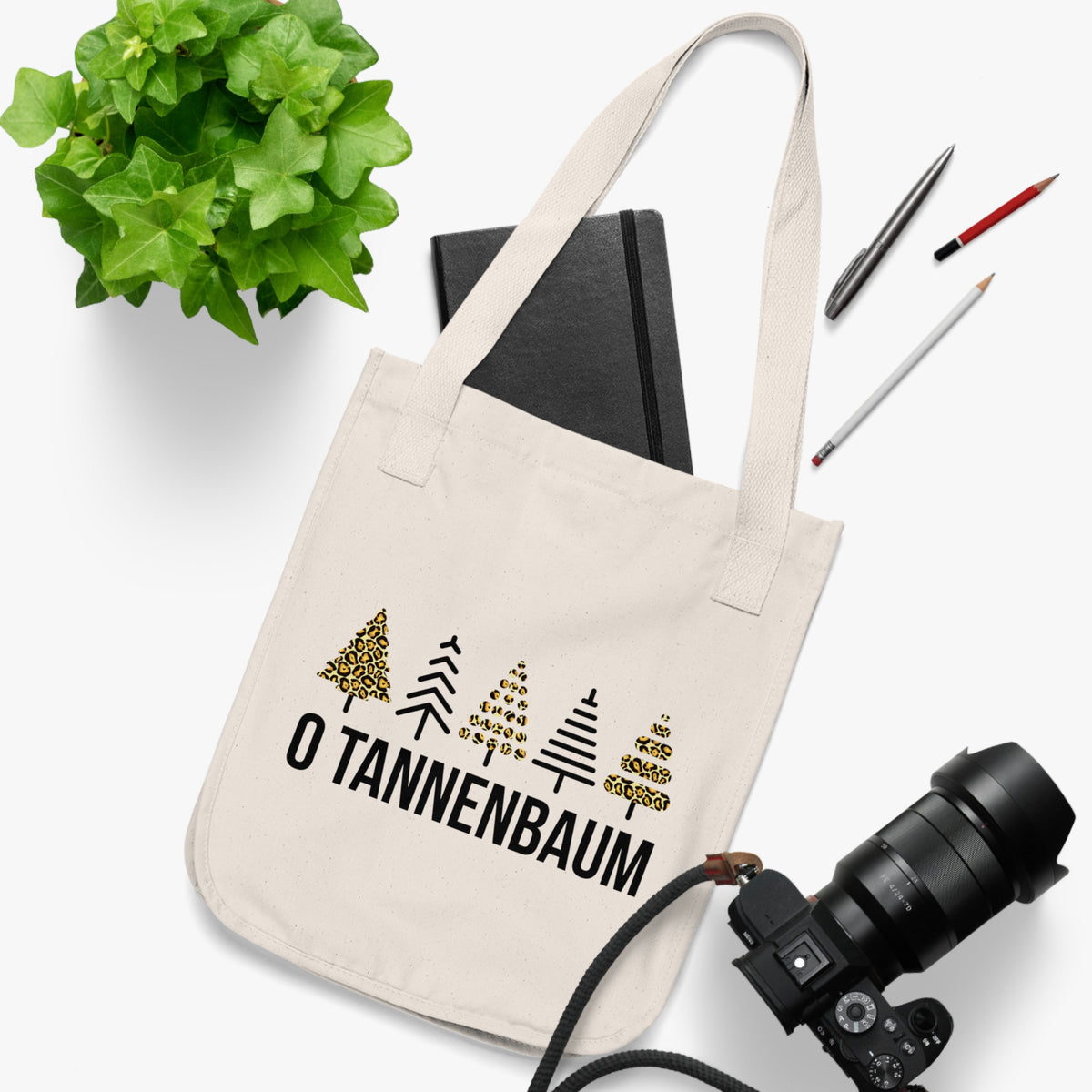 Tannenbaum Leopard Print Christmas Tree Tote | Organic Canvas Tote Bag