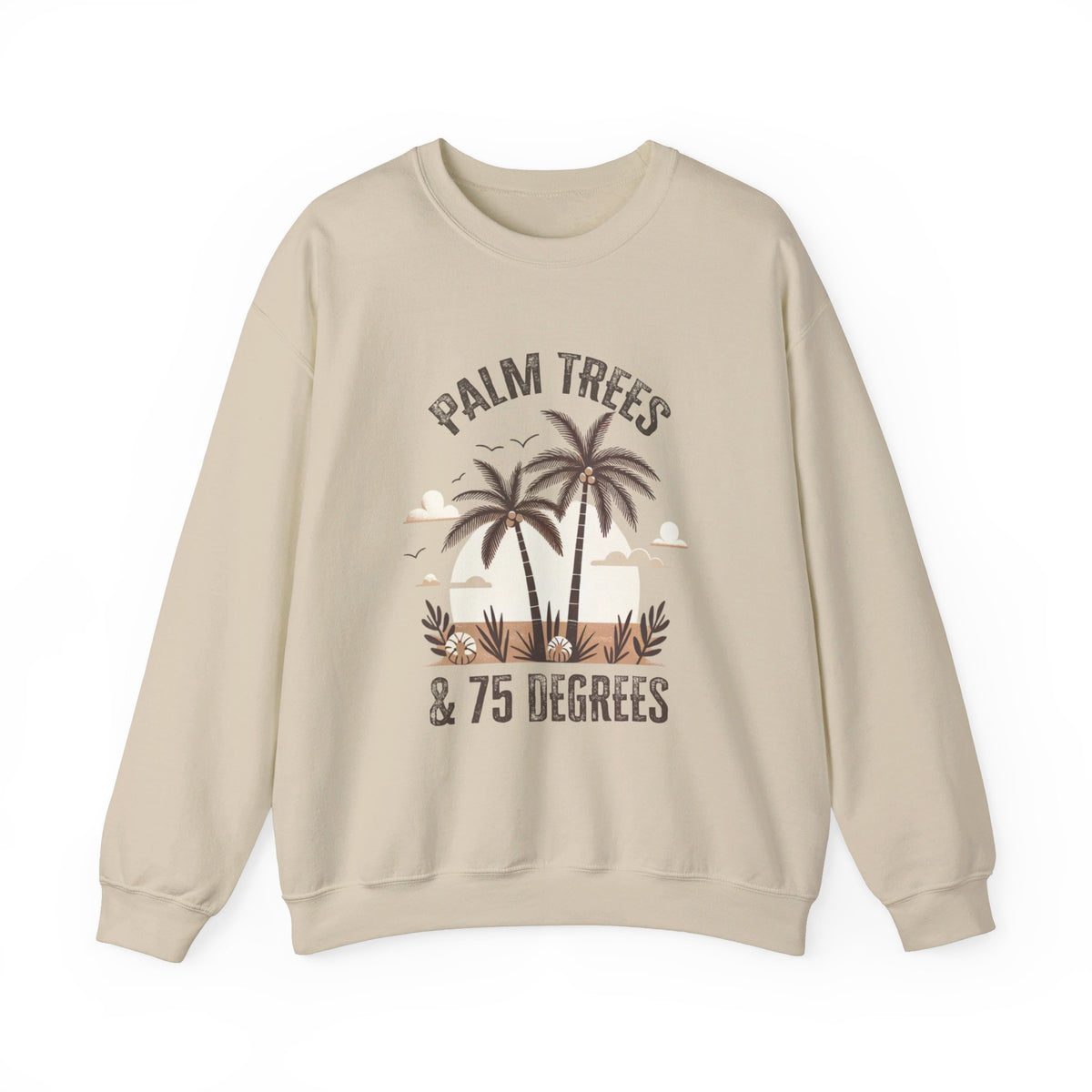 Palm Trees 75 Degrees California Beach Shirt | Beach Bum Shirt | Beach Lover Gift | Unisex Crewneck Sweatshirt