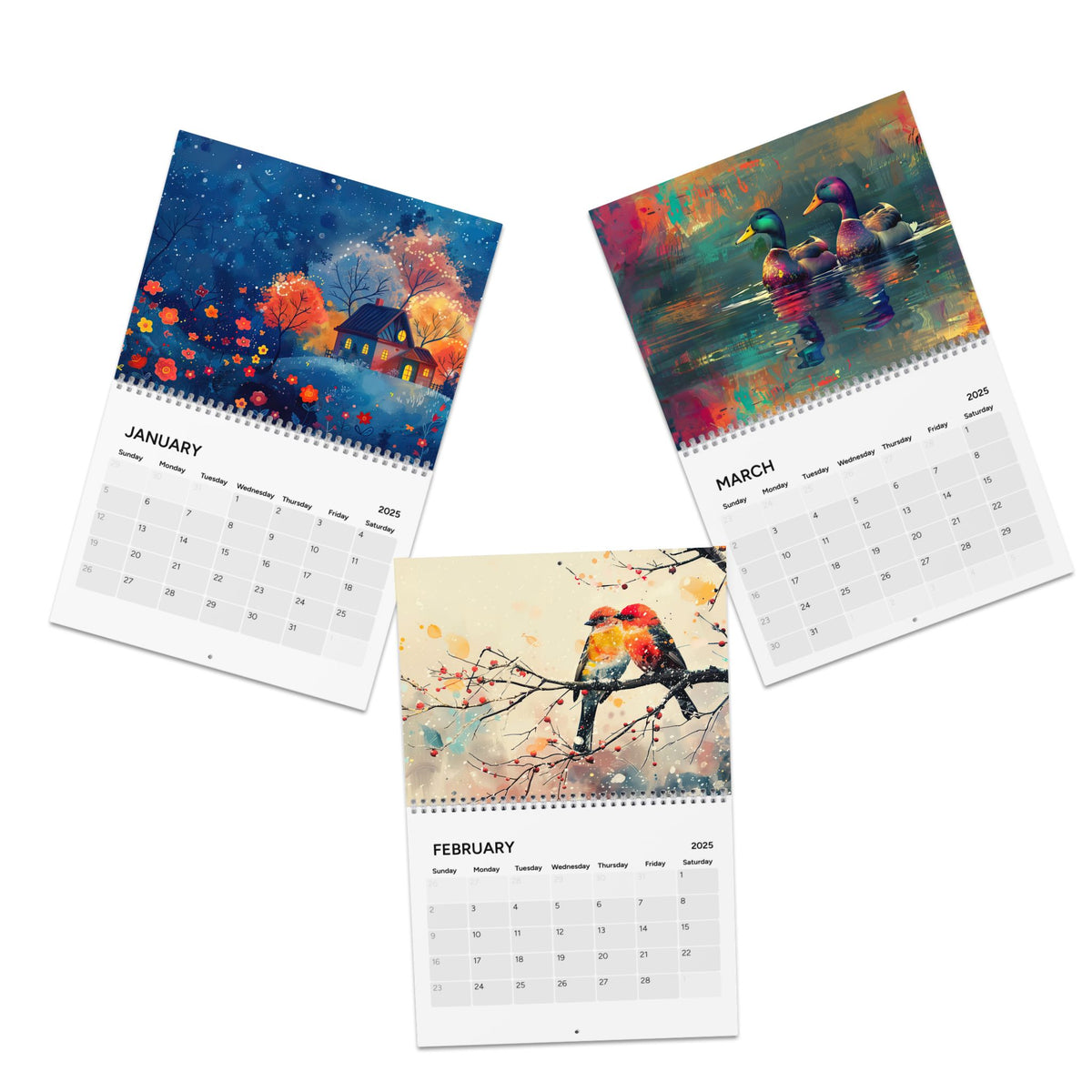 Nature's Whimsy 2025 Calendar | Expressionistic Art Calendar | Whimsical Art Calendar | Nature Lover Gift |  Classic Wall Calendar