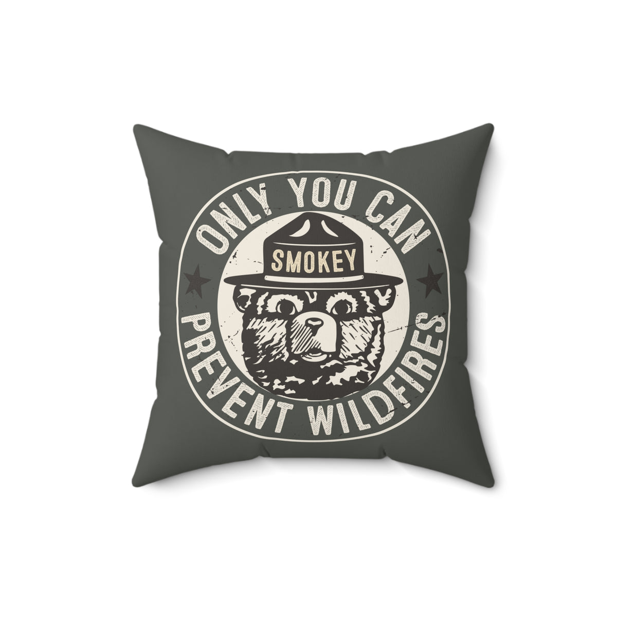 Smokey Bear Prevent Wildfire Camping Pillow | Camping Home Decor | Faux Suede Square Pillow