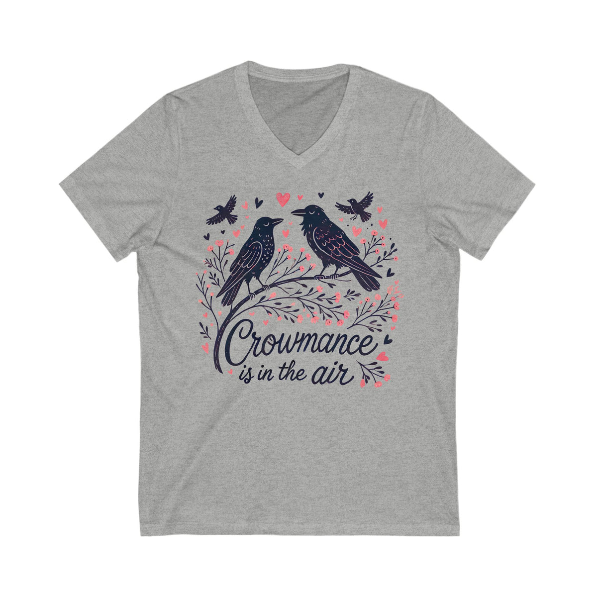 Crowmance Crow Valentine Shirt |  Funny Crow Corvid Shirt | Crow Gift for Bird Lovers | Nature Lover Gift | Unisex Jersey V-neck T-shirt