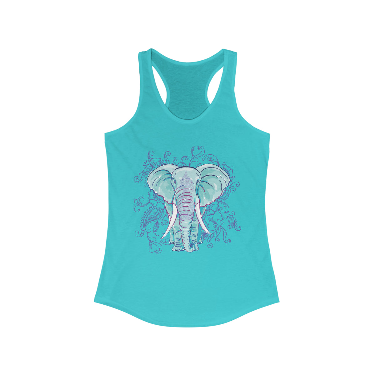 Indian Mandala Watercolor Art Elephant Shirt | Mandala Elephant Gift | Women's Ideal Racerback Tank