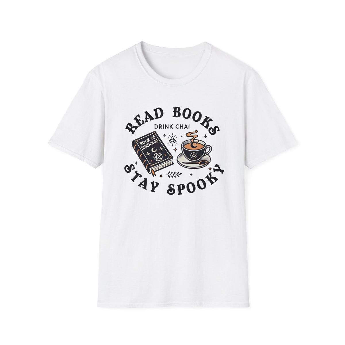 Read Books Drink Chai Be Spooky Vibes Shirt | Chai Tea Lover Gift | Unisex Soft Style T-Shirt