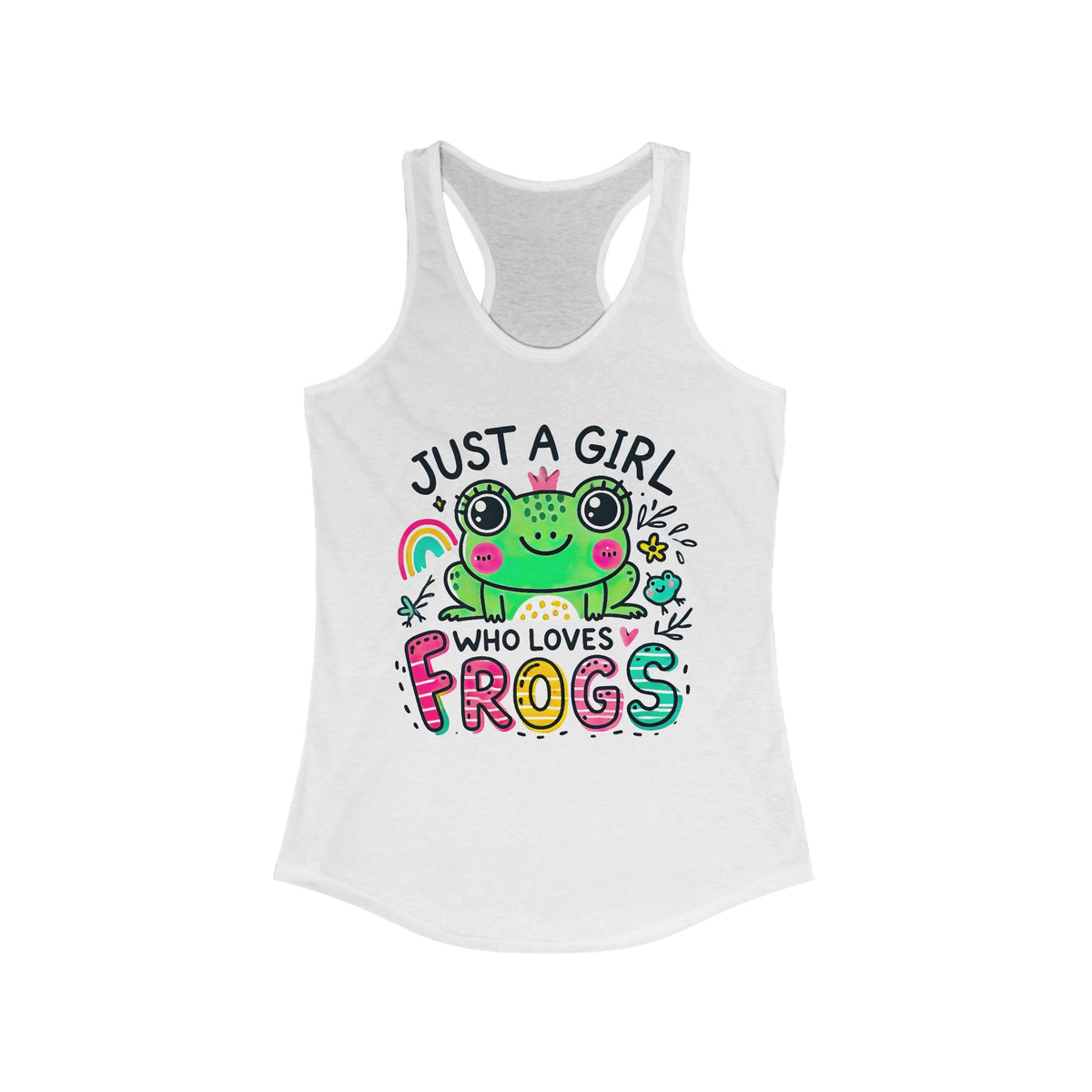 Just A Girl Who Loves Frogs Cute Frog Shirt | Kawaii Frog Gift For Her | Nature Lover Gift | Women's Slim Fit Racerback Tank Top