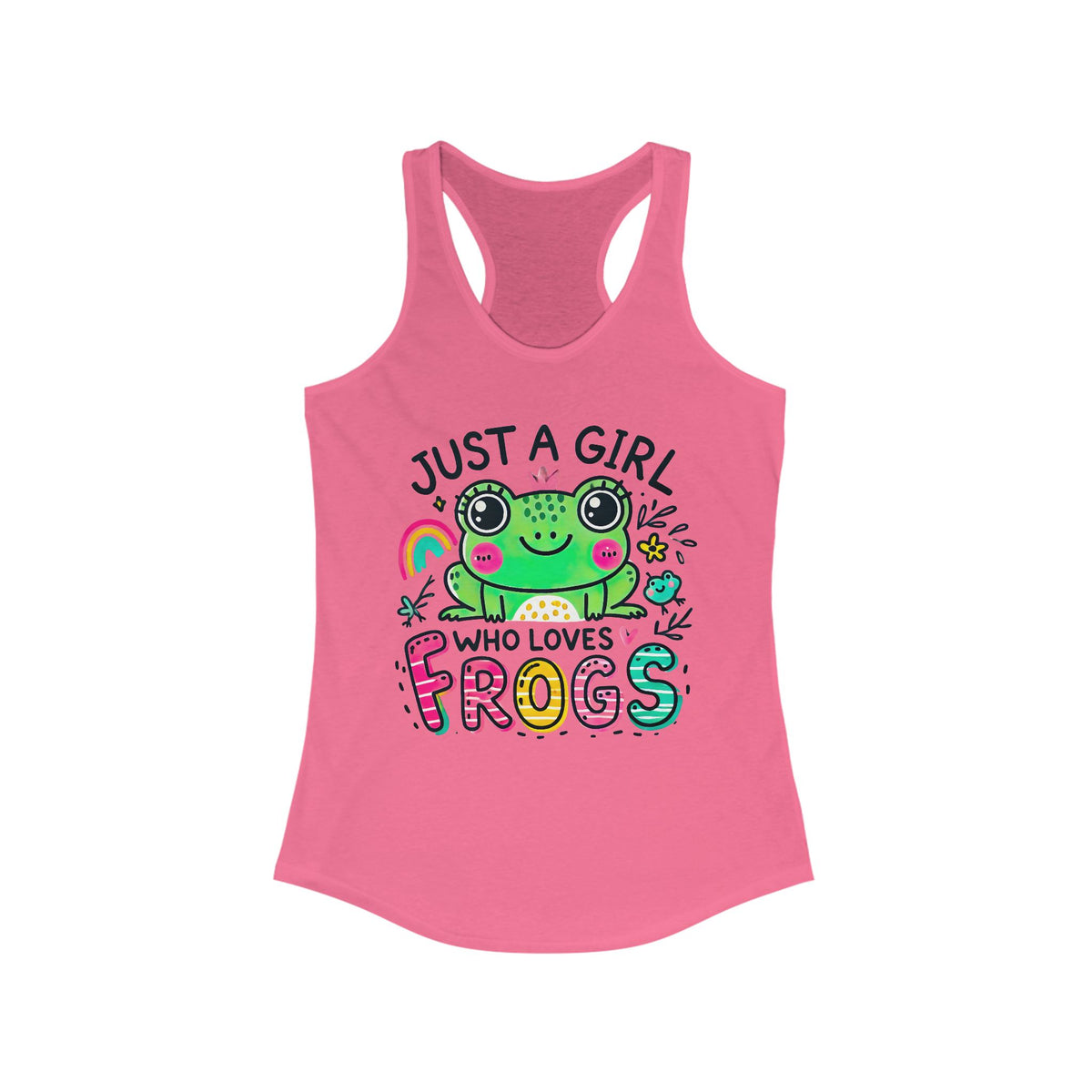 Just A Girl Who Loves Frogs Cute Frog Shirt | Kawaii Frog Gift For Her | Nature Lover Gift | Women's Slim Fit Racerback Tank Top