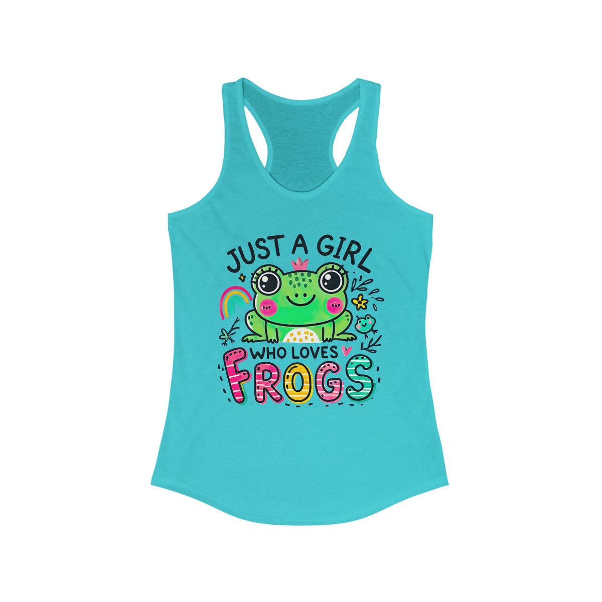 Just A Girl Who Loves Frogs Cute Frog Shirt | Kawaii Frog Gift For Her | Nature Lover Gift | Women's Slim Fit Racerback Tank Top