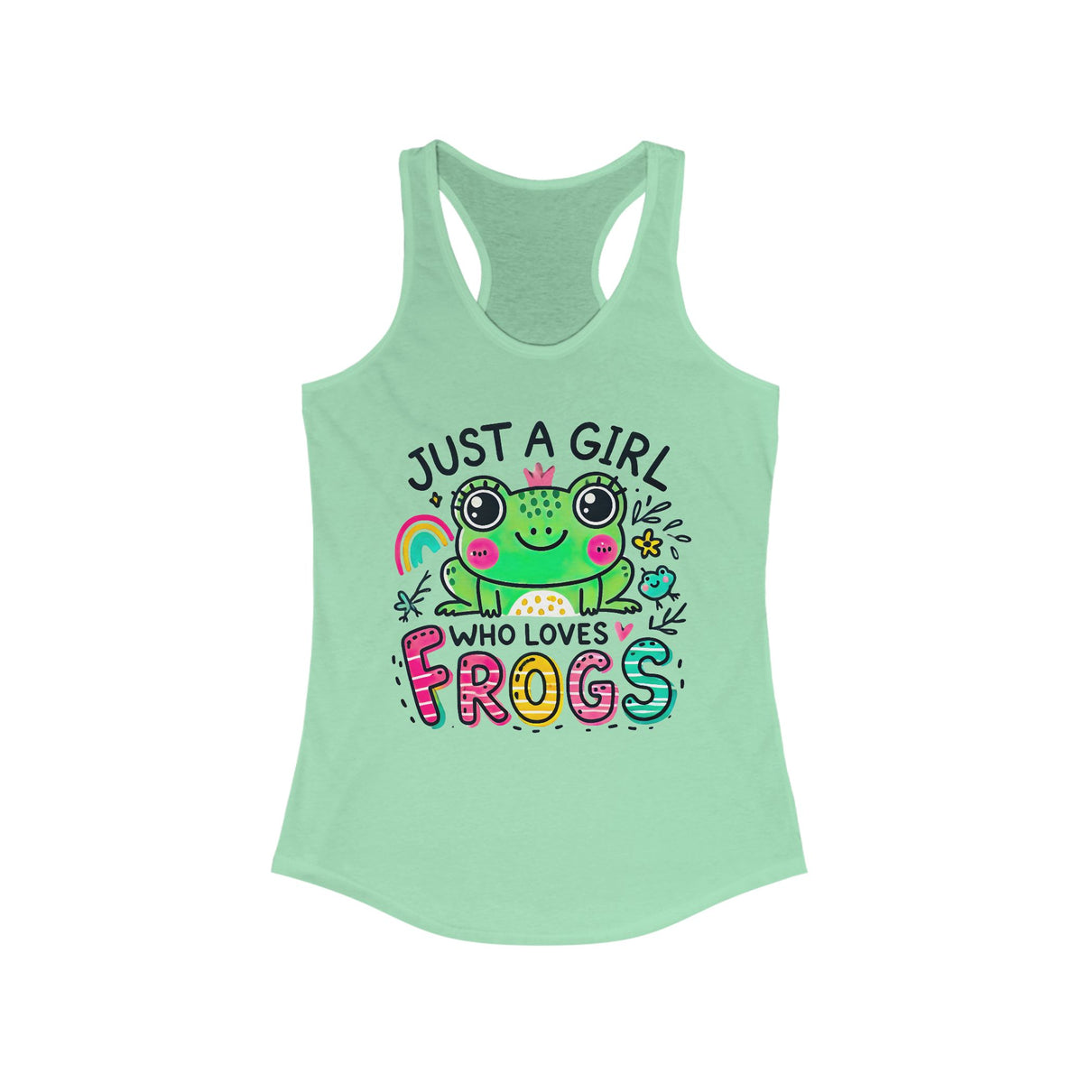 Just A Girl Who Loves Frogs Cute Frog Shirt | Kawaii Frog Gift For Her | Nature Lover Gift | Women's Slim Fit Racerback Tank Top