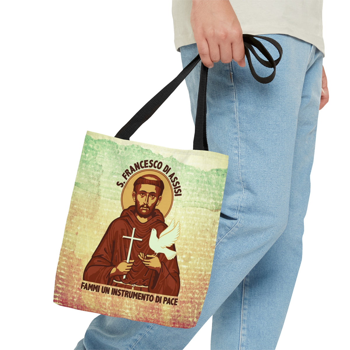 St Francis of Assisi Prayer Tote | Saint Francis Catholic Gift | Boxed Bottom Tote Bag