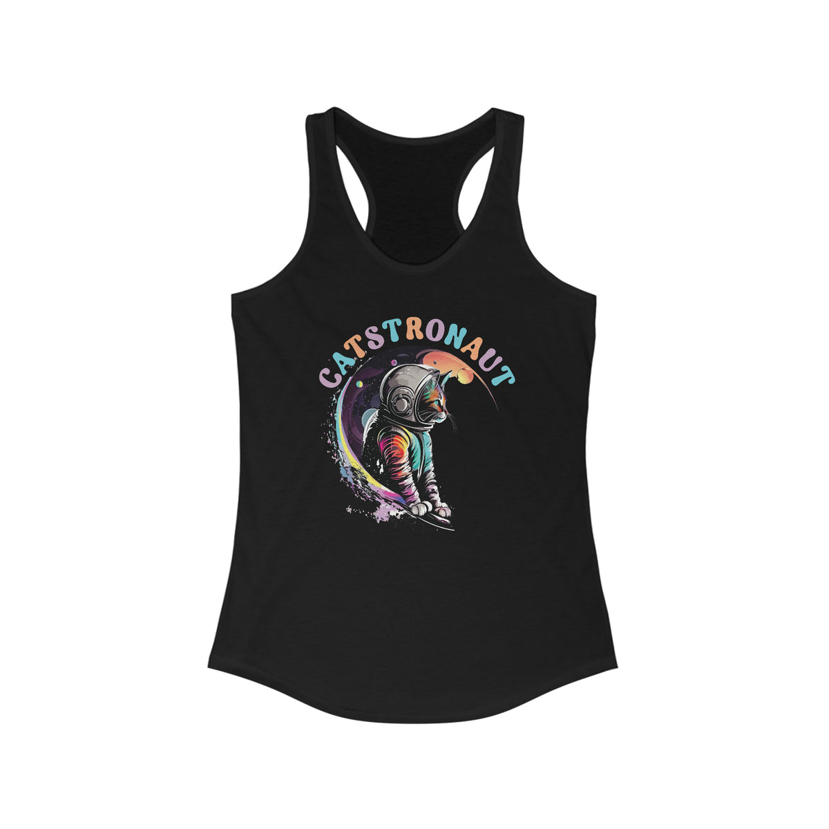 Catstronaut Funny Cat Shirt |Astronaut Shirt | Cat In Space Shirt | Cat Lover Gift | Nerd Gift | Women's Slim-fit Racerback Tank Top