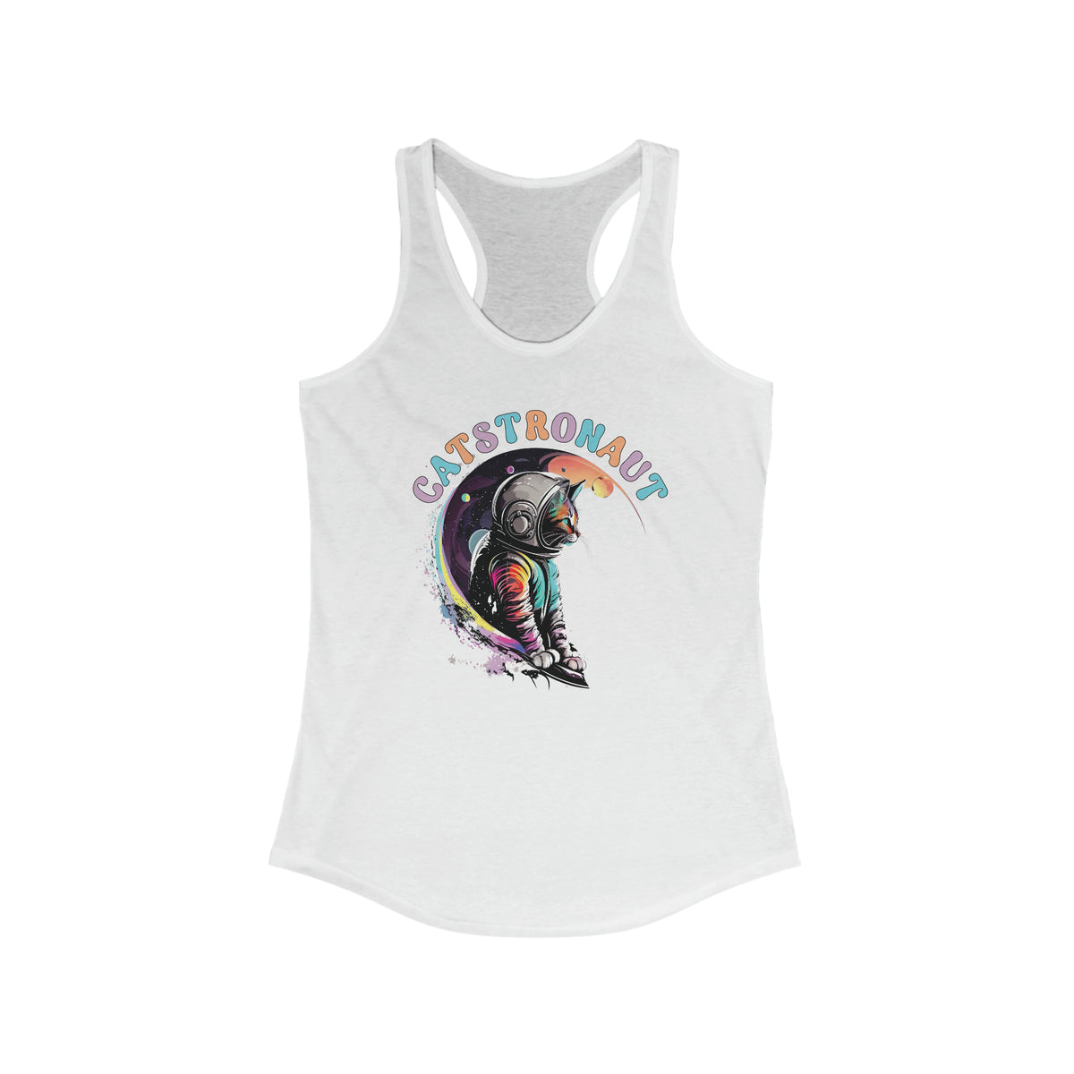 Catstronaut Funny Cat Shirt |Astronaut Shirt | Cat In Space Shirt | Cat Lover Gift | Nerd Gift | Women's Slim-fit Racerback Tank Top