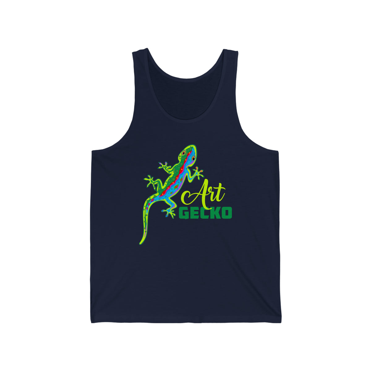 Gecko Lizard Neon Line Art Tropical Shirt | Art Nature Gift | Unisex Jersey Tank Top