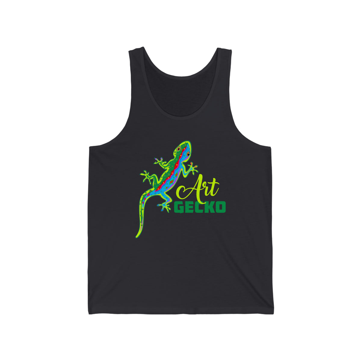 Gecko Lizard Neon Line Art Tropical Shirt | Art Nature Gift | Unisex Jersey Tank Top