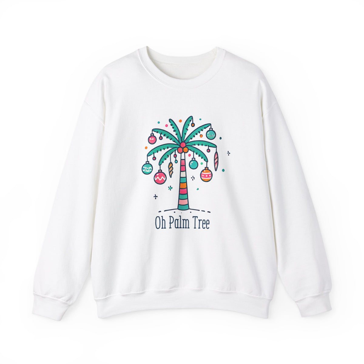 Oh Palm Tree Funny Christmas Tree Shirt | Palm Tree Beach Bum Gift For Her | Unisex Crewneck Sweatshirt