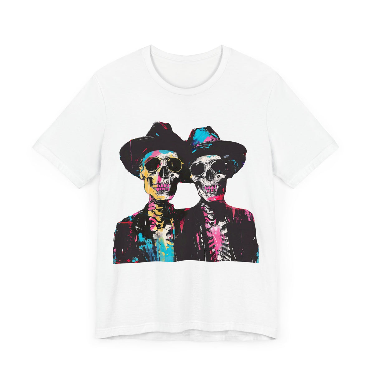 Neon Urban Art Halloween Skeleton Shirt | Expressionist Art Shirt | Unisex Jersey T-shirt