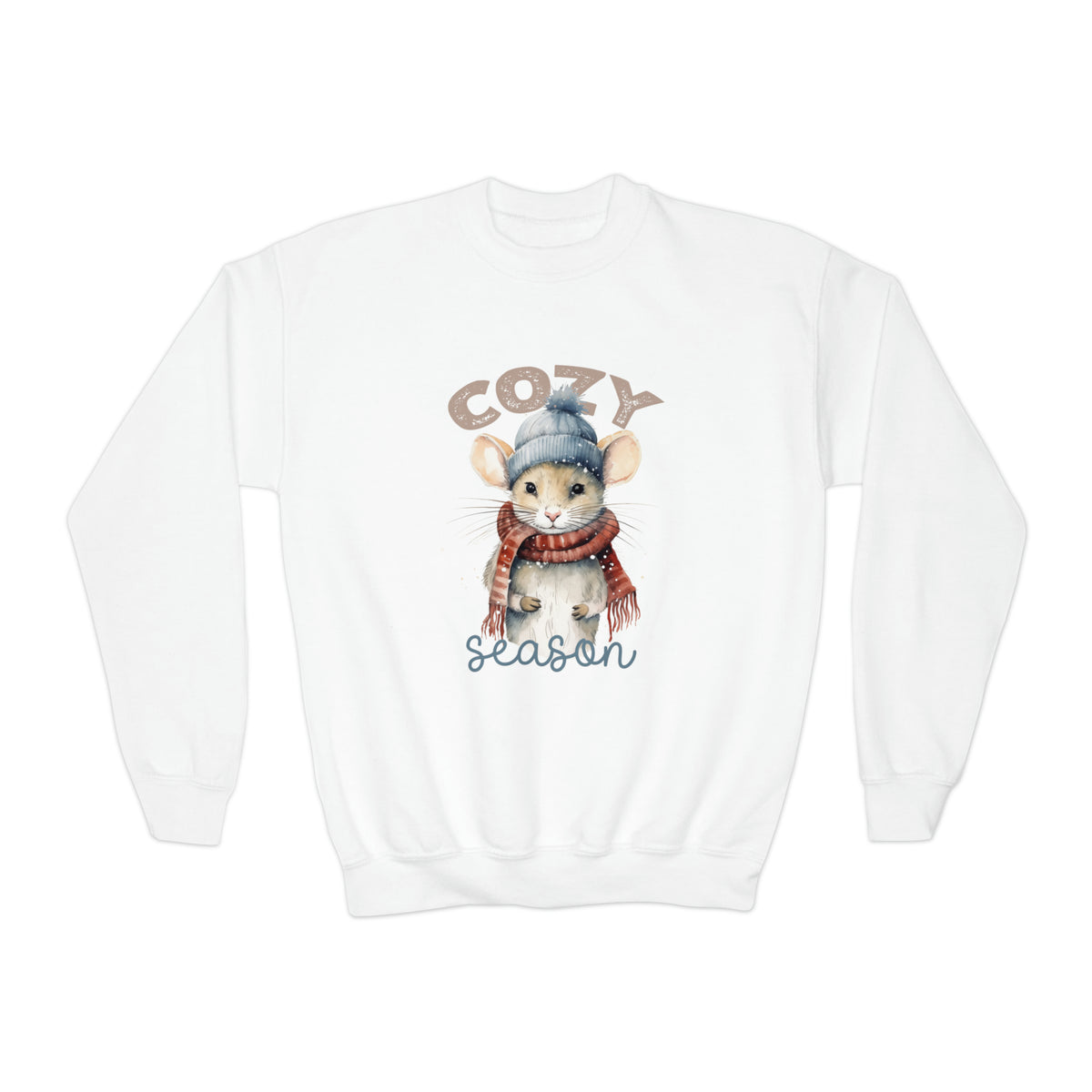 Cozy Season Cute Mouse Shirt | Cold Winter Scarf Shirt | Nature Lover Gift  | Youth Crewneck Sweatshirt