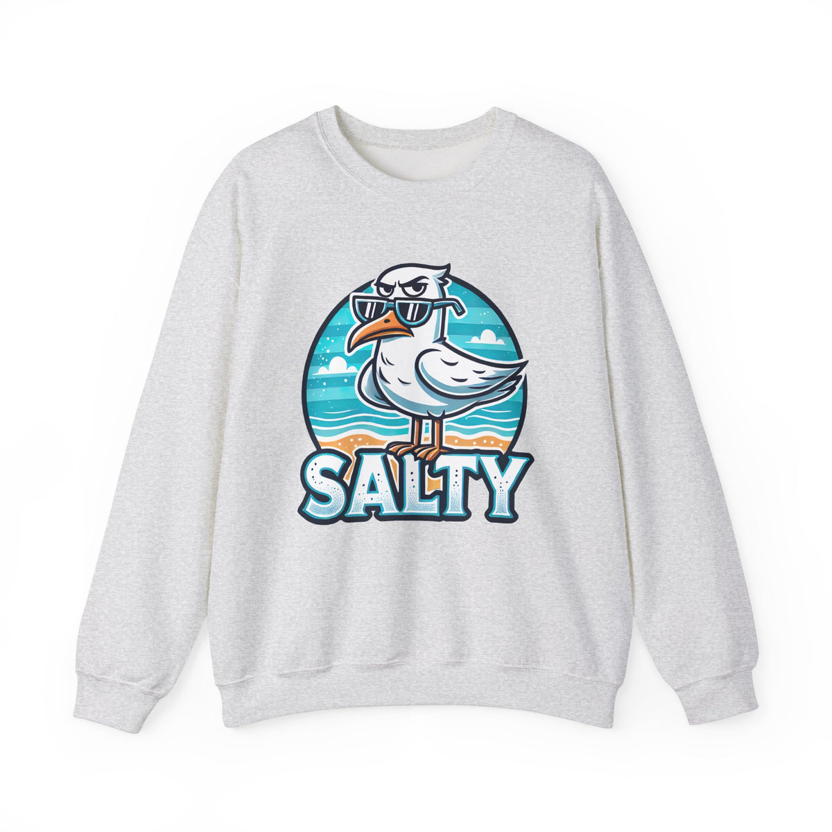 Salty Seagull Funny Beach Bum Beach Sweatshirt | Seagull T-shirt | Summer Vibes Beach Gift | Funny Beach Shirt | Unisex Crewneck Sweatshirt