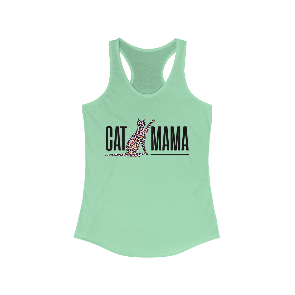 Cat Mama Leopard Print Mom Gift shirt | Mother's Day Gift | Women's Ideal Racerback Tank Top