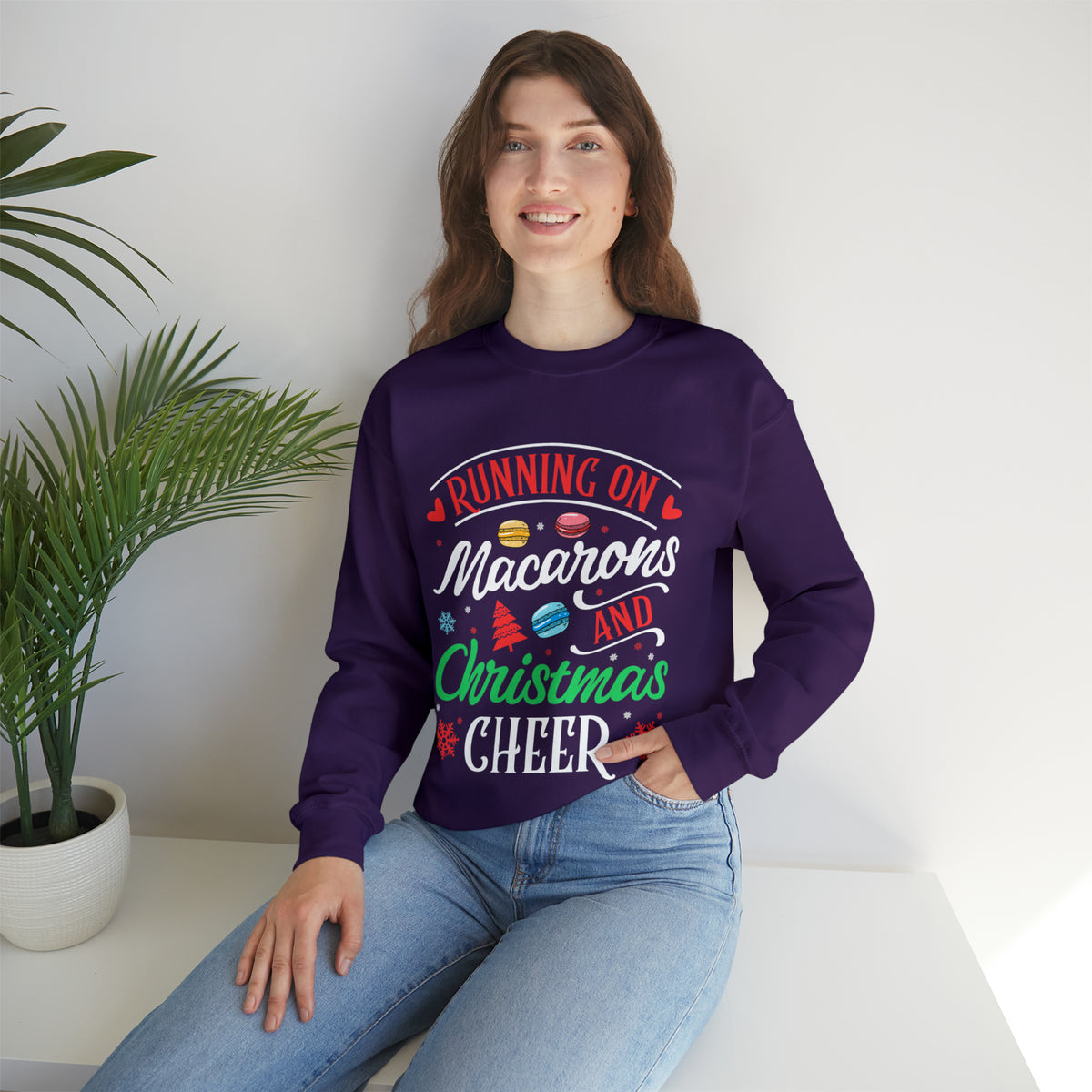Macarons & Christmas Cheer Baking Shirt | Cookie Baking Gifts | Unisex Heavy Blend Crewneck Sweatshirt