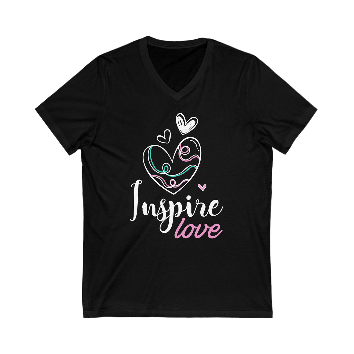 Inspire Love Motivational Aesthetic Shirt | Valentine's Day Gift  | Unisex Jersey V-neck T-shirt